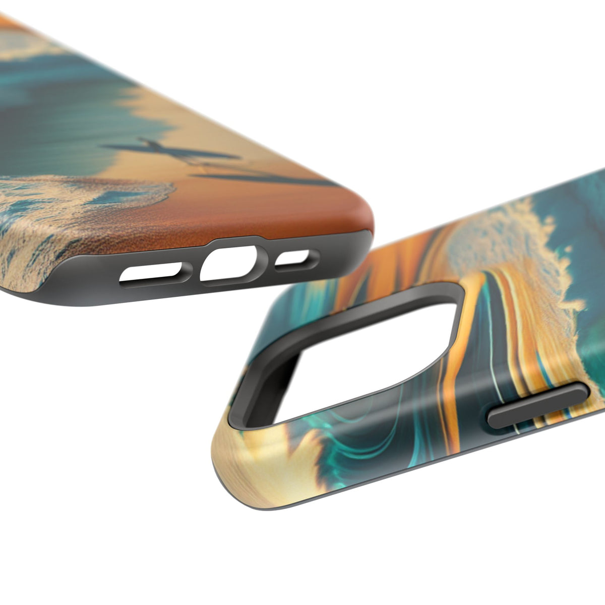 Surf Sunset Impact-Resistant Phone Case — Surfer Silhouette Beach Waves Design