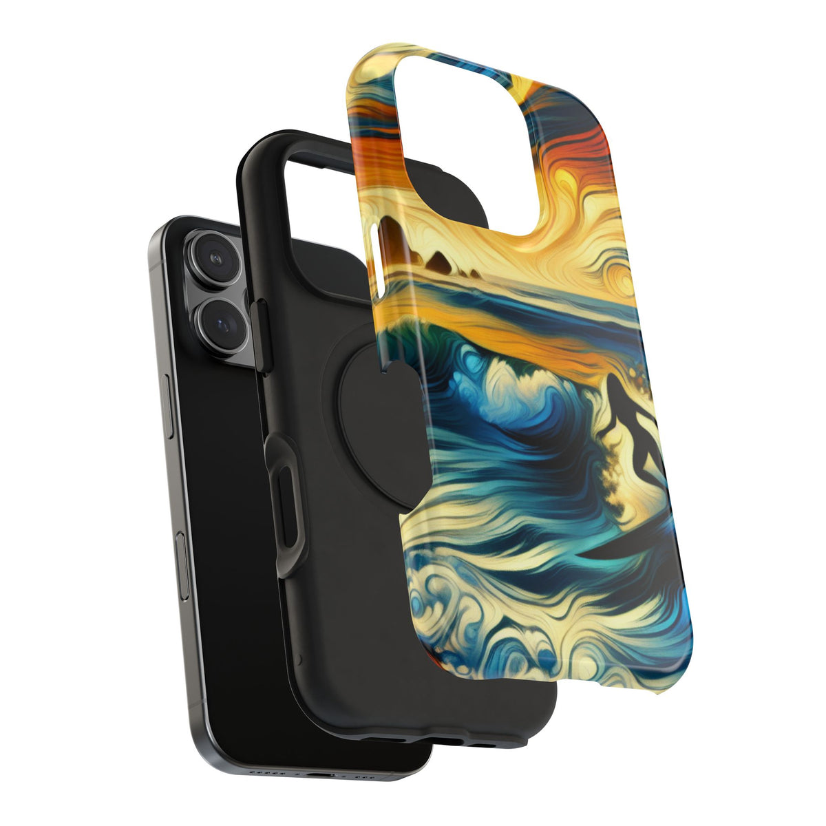 Impact Resistant Phone Case - Surfing Ocean Waves Design, Coastal Decor Gift