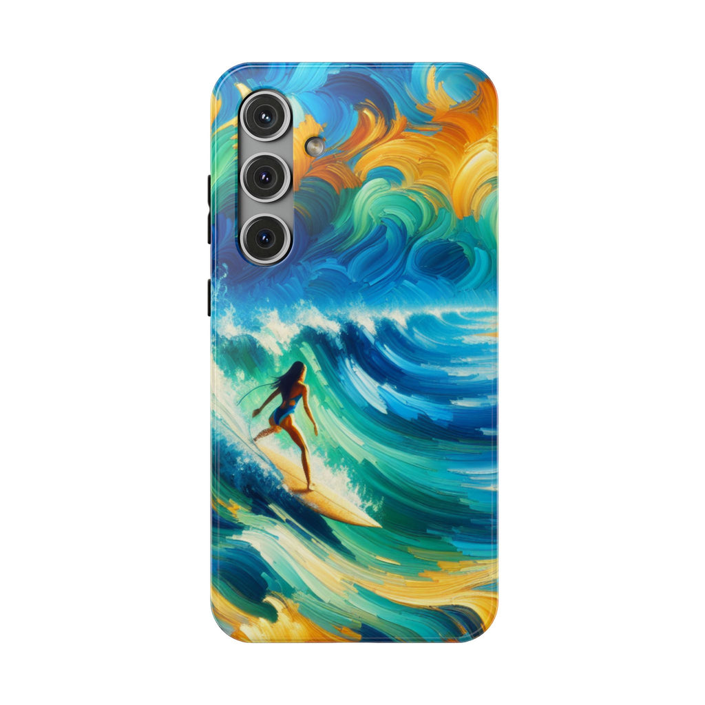 Surfer Wave Impact Phone Case – Vibrant Ocean Art Protective Cover