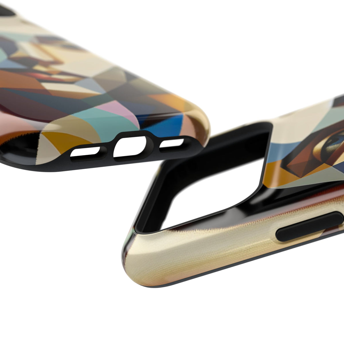 Geometric Portrait Impact-Resistant Phone Case — Abstract Cubist Face, Protective iPhone Cover