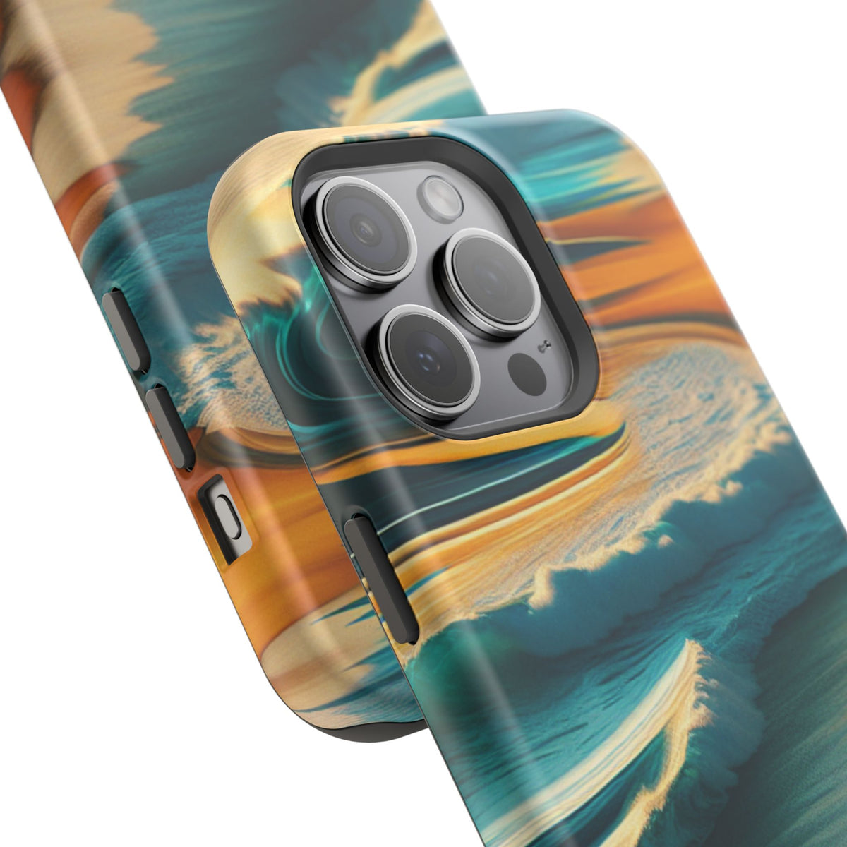 Surf Sunset Impact-Resistant Phone Case — Surfer Silhouette Beach Waves Design
