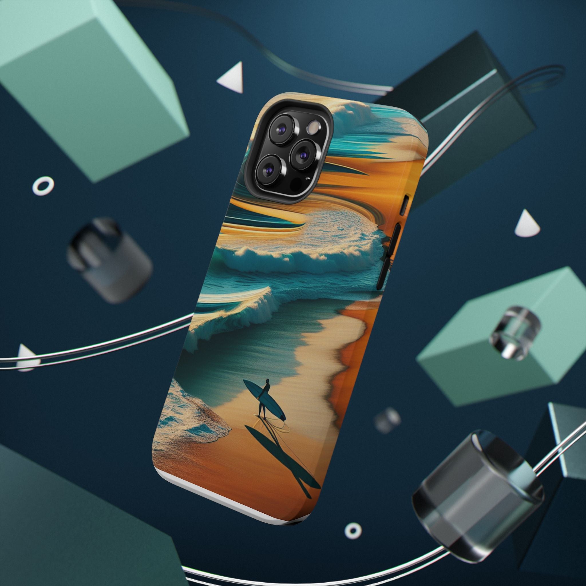Impact Resistant Phone Case, Surf Wave Beach Lovers, Ocean Waves Design