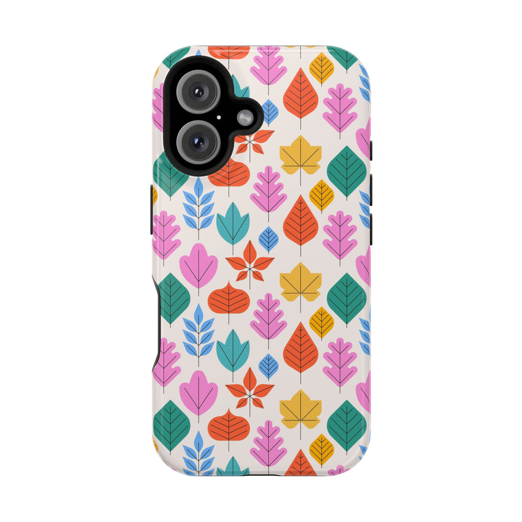 Magnetic Impact-Resistant Phone Case — Colorful Retro Leaf Pattern