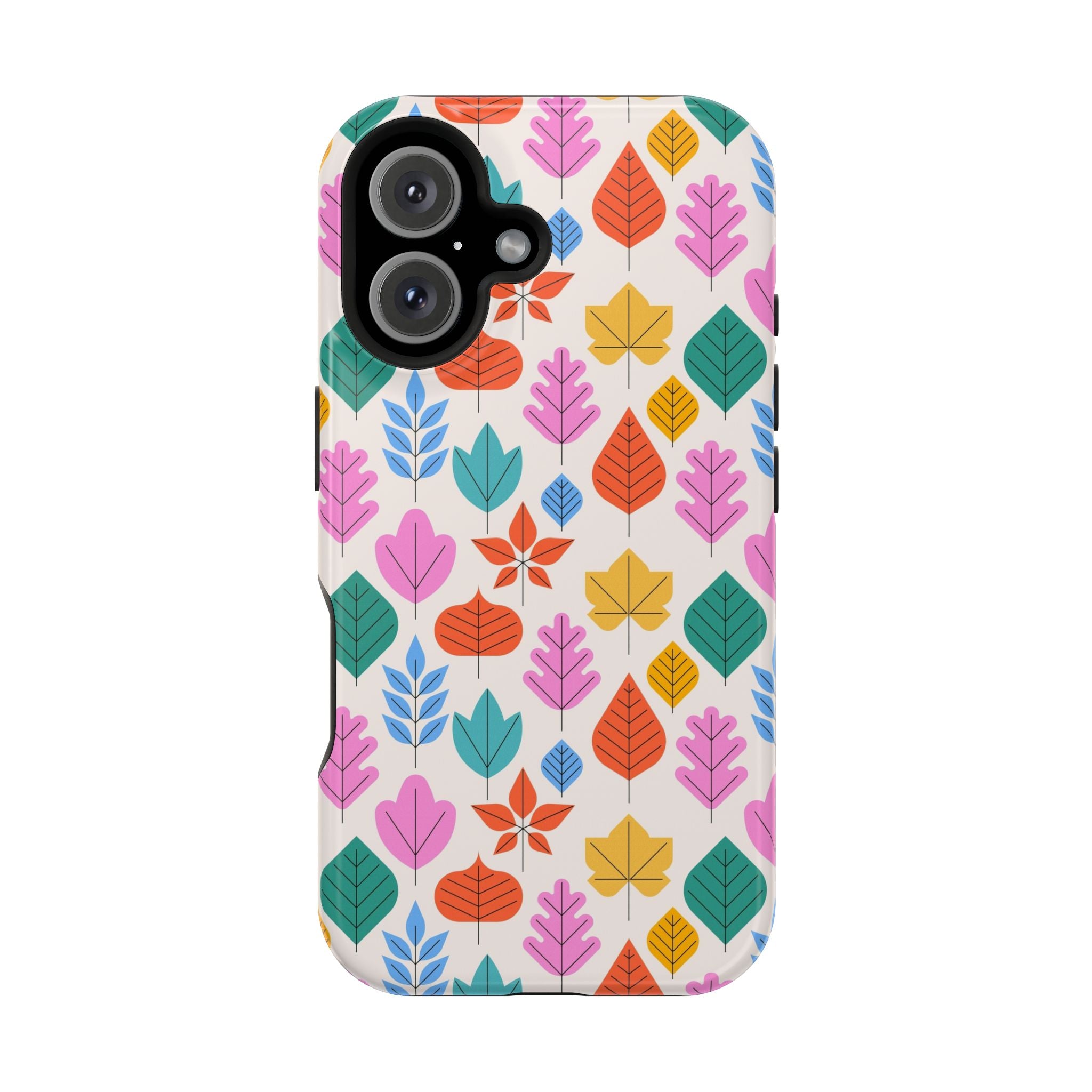 Magnetic Impact-Resistant Phone Case — Colorful Retro Leaf Pattern