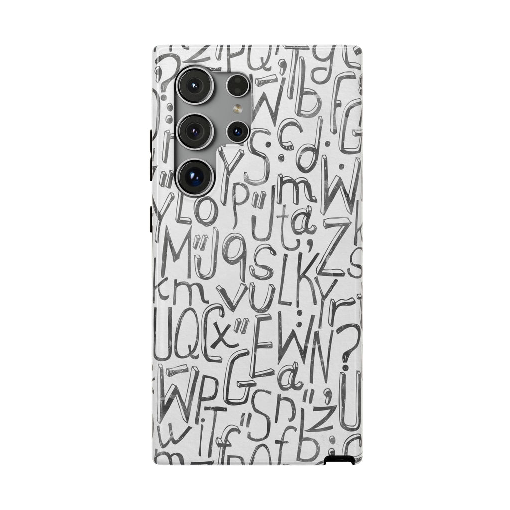 Monochrome Letter Pattern Impact-Resistant Case for iPhone