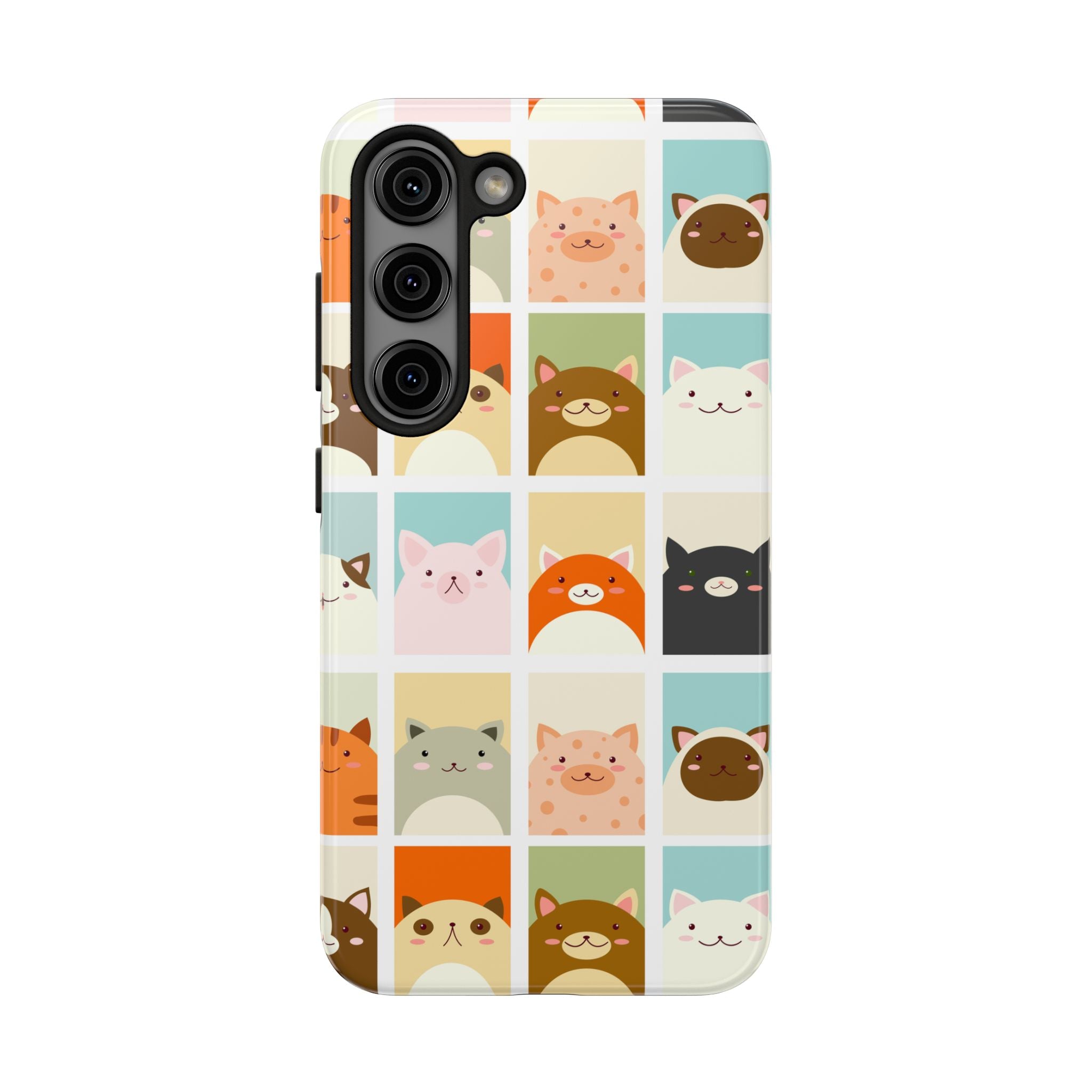 Cute Grid Cats Tough Phone Case