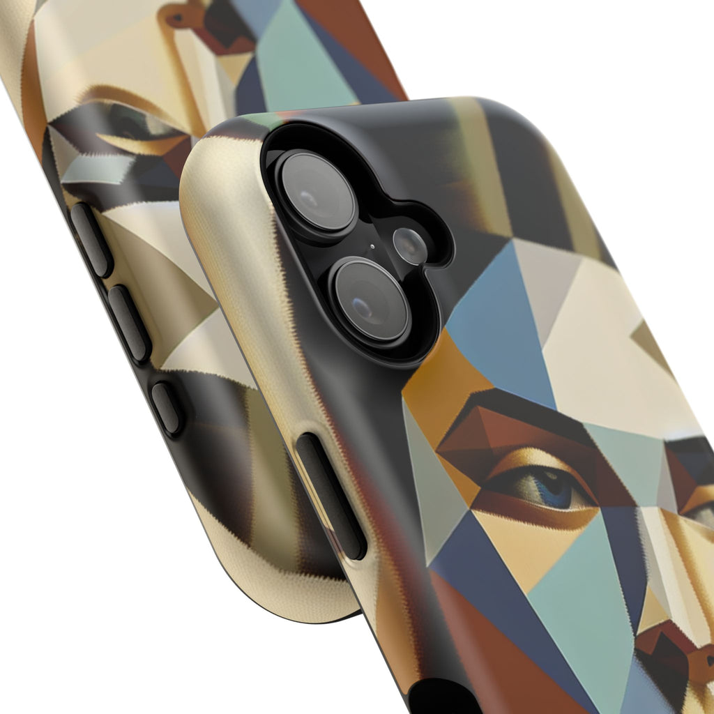 Geometric Portrait Impact-Resistant Phone Case — Abstract Cubist Face, Protective iPhone Cover