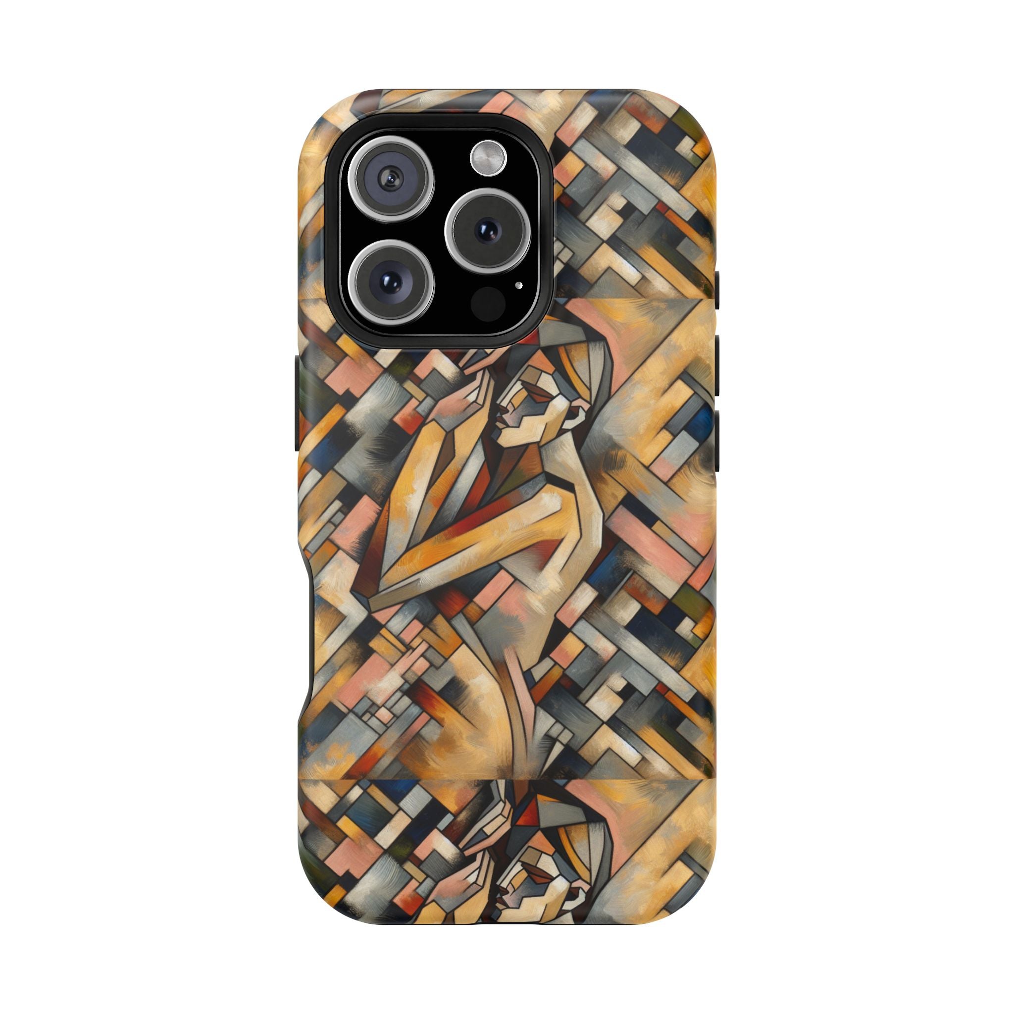 Art Deco Mosaic Phone Case — Geometric Nude Figure Impact-Resistant Case