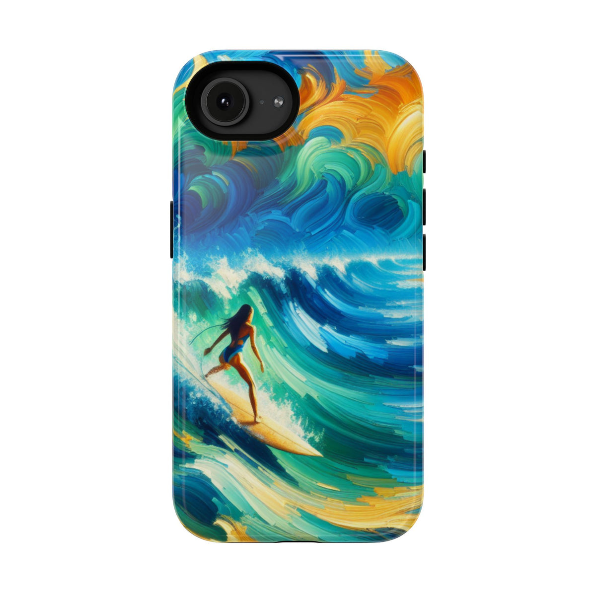 Surfer Wave Impact Phone Case – Vibrant Ocean Art Protective Cover