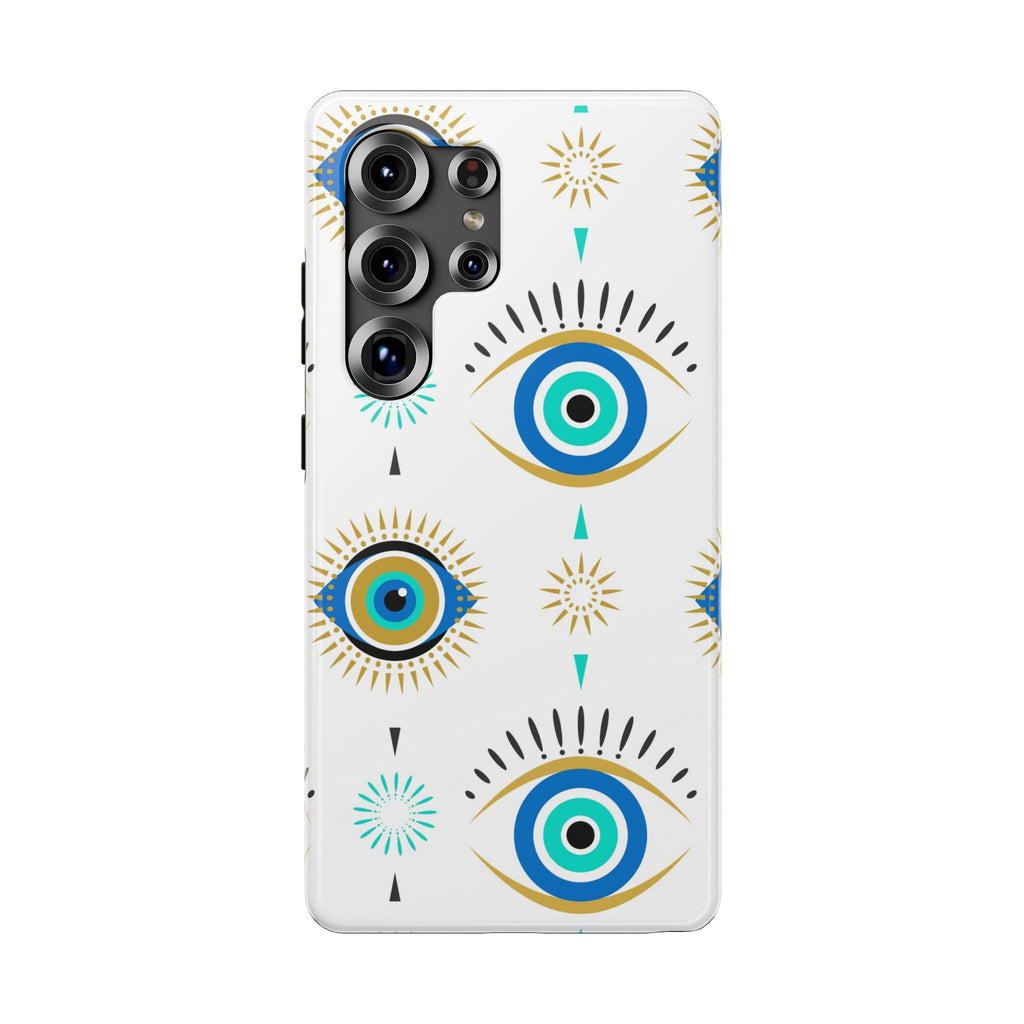 Evil Eye Impact-Resistant Phone Case – Protective Blue & Gold Charm Design