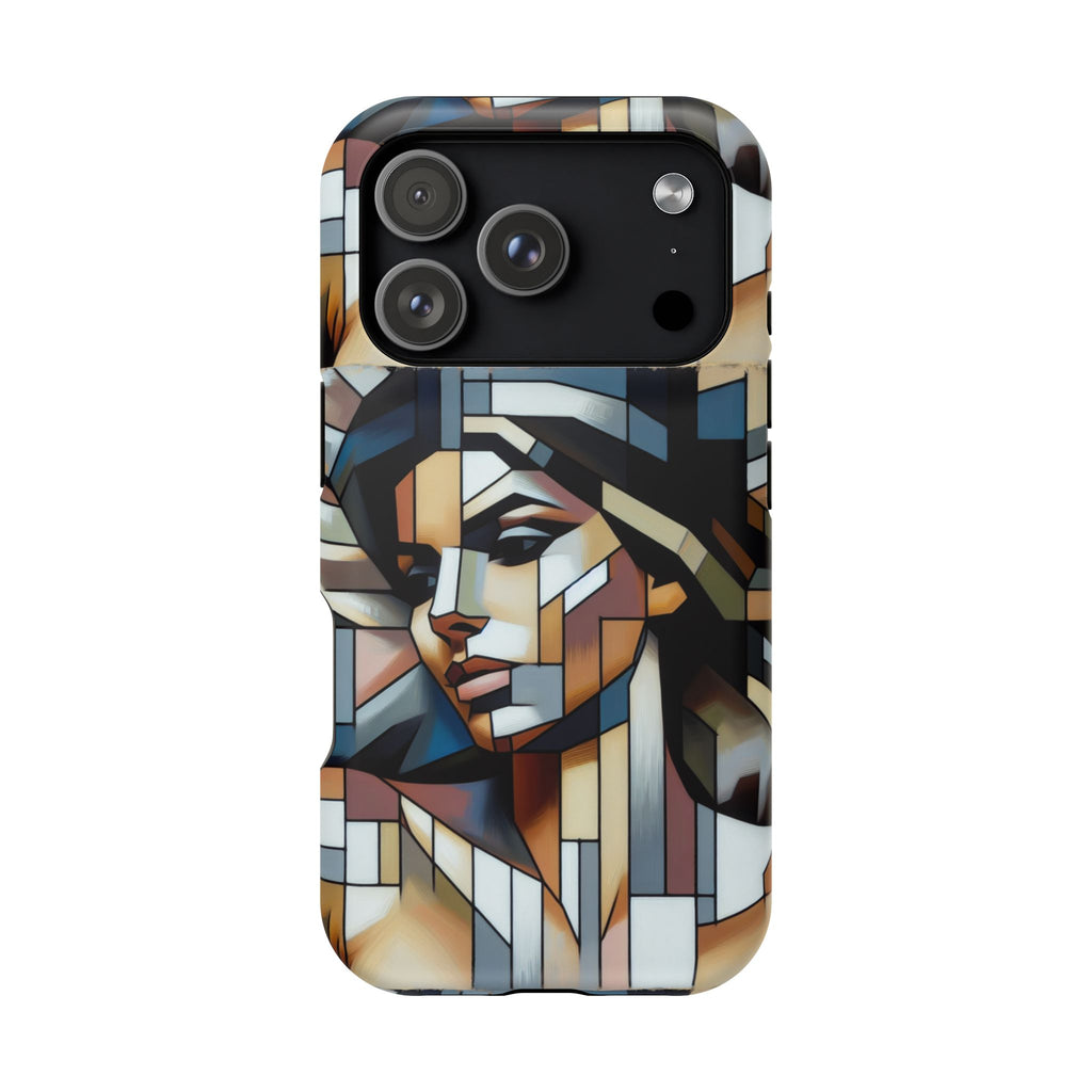 Impact-Resistant Case — Geometric Stained-Glass Woman Phone Cover