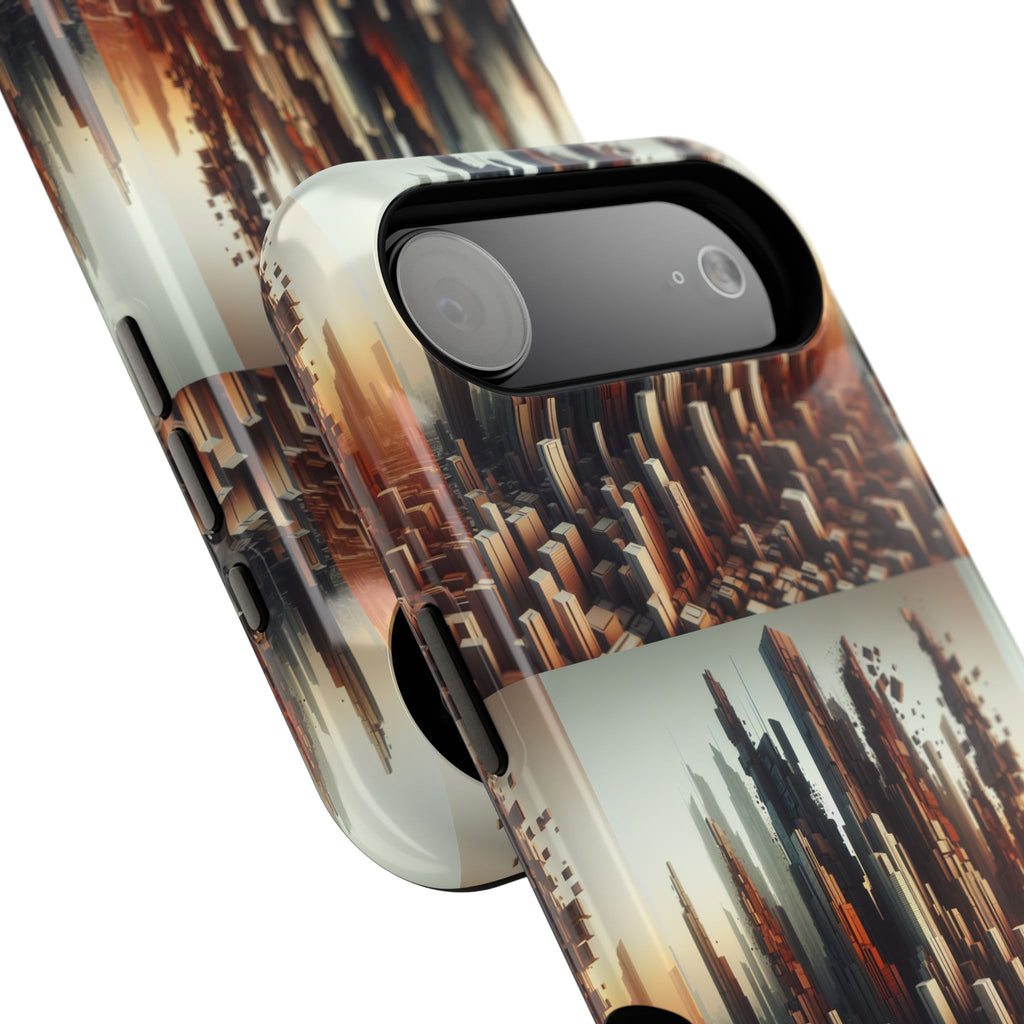 Abstract Skyline iPhone Case — Surreal Cityscape Impact-Resistant Phone Cover