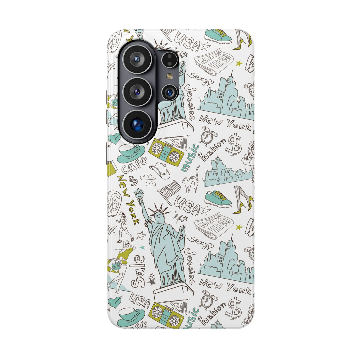 New York Doodle Phone Case — Travel-Inspired Impact-Resistant iPhone Cover