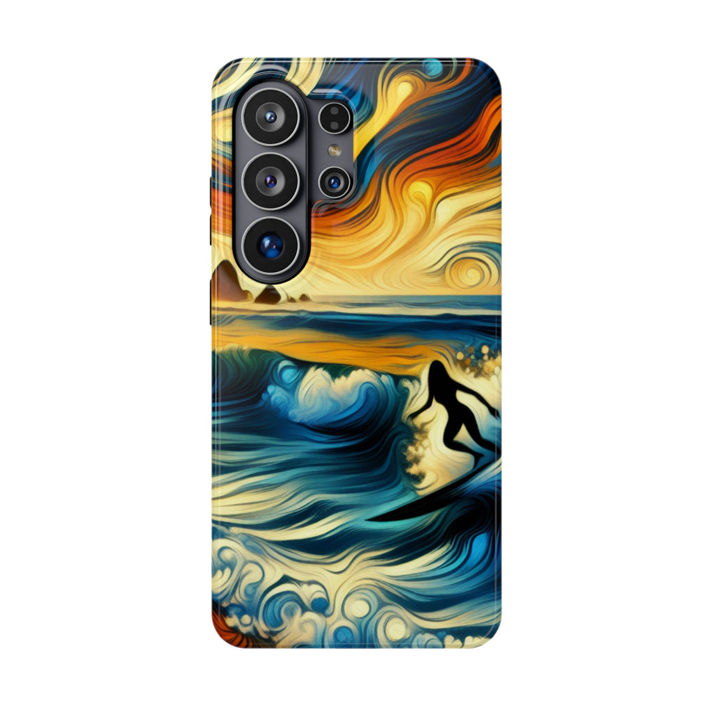 Surfer Sunset Phone Case — Impact‑Resistant Artistic Wave Design