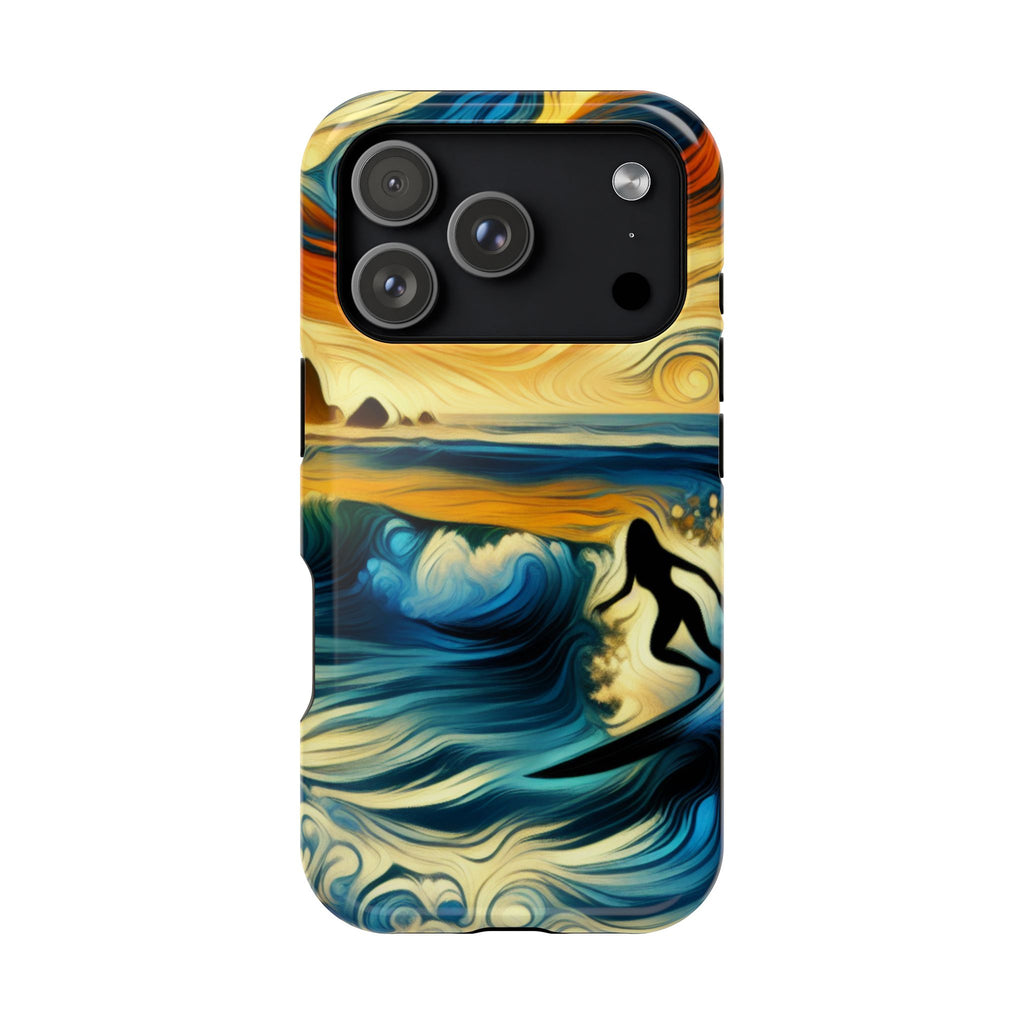 Impact Resistant Phone Case - Surfing Ocean Waves Design, Coastal Decor Gift