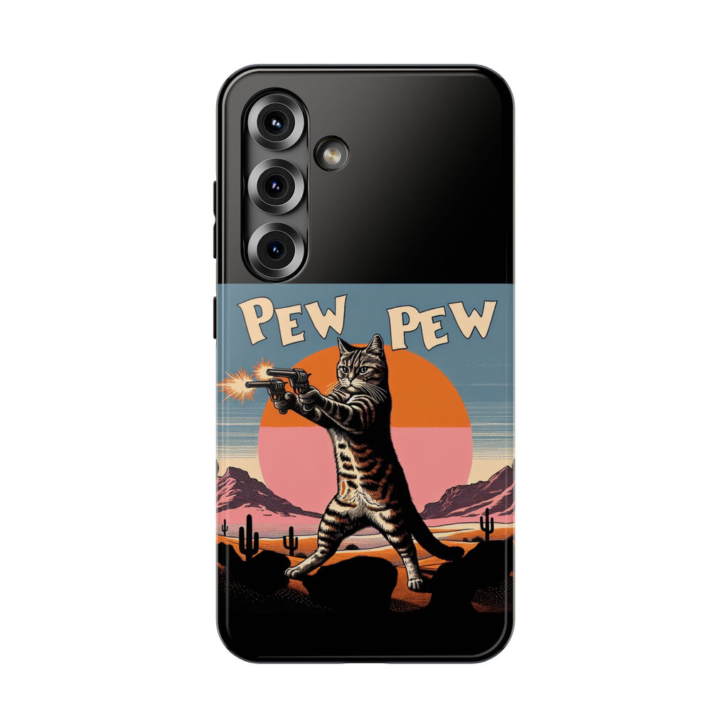 Pew Pew Cat Phone Case — Retro Shooter Impact-Resistant iPhone Cover