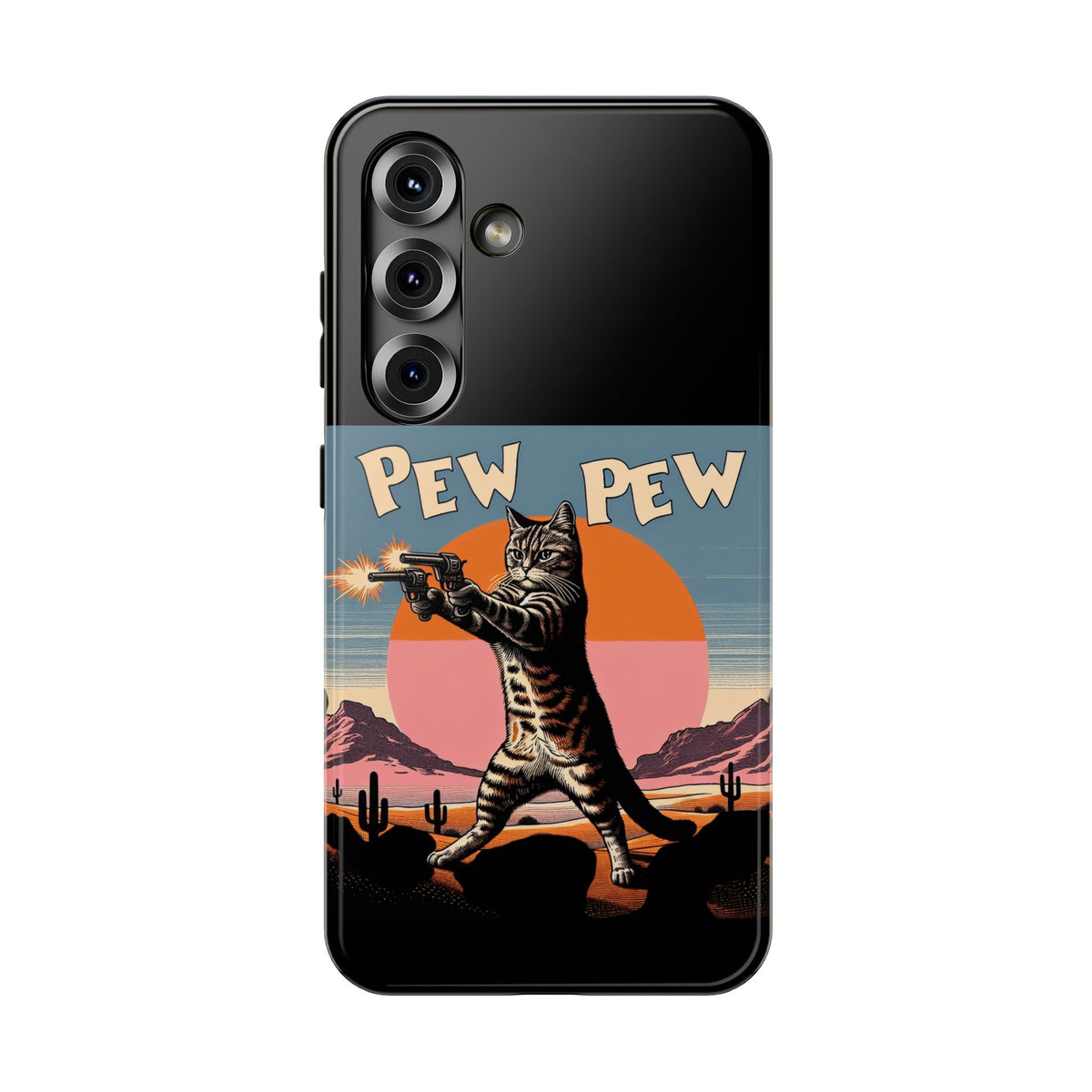 Pew Pew Cat Phone Case — Retro Shooter Impact-Resistant iPhone Cover