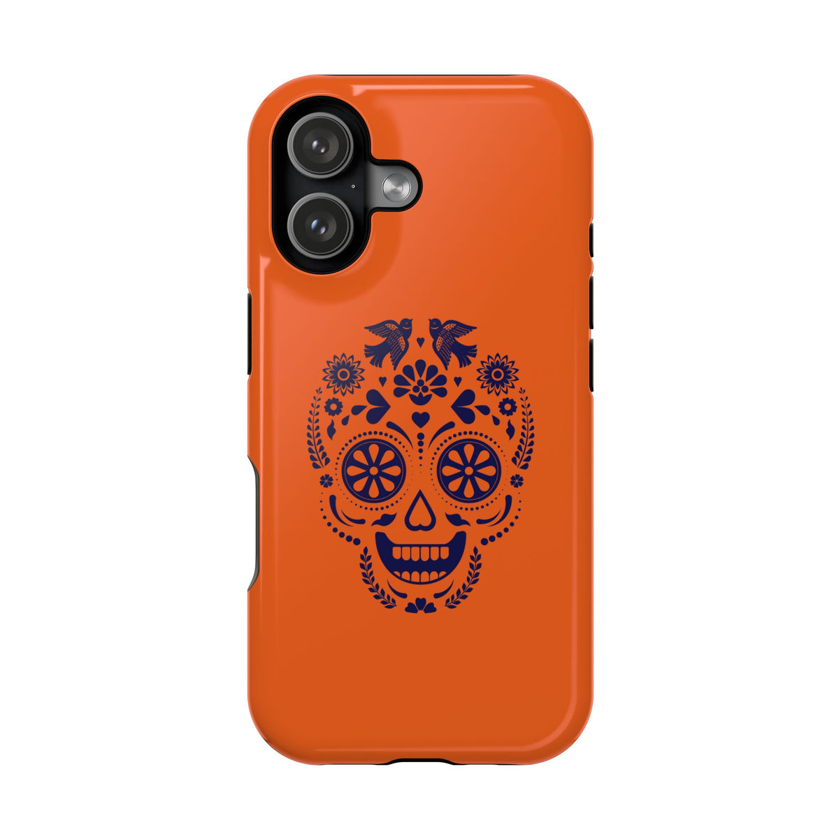 Sugar Skull Impact-Resistant Phone Case — Orange Day of the Dead Design