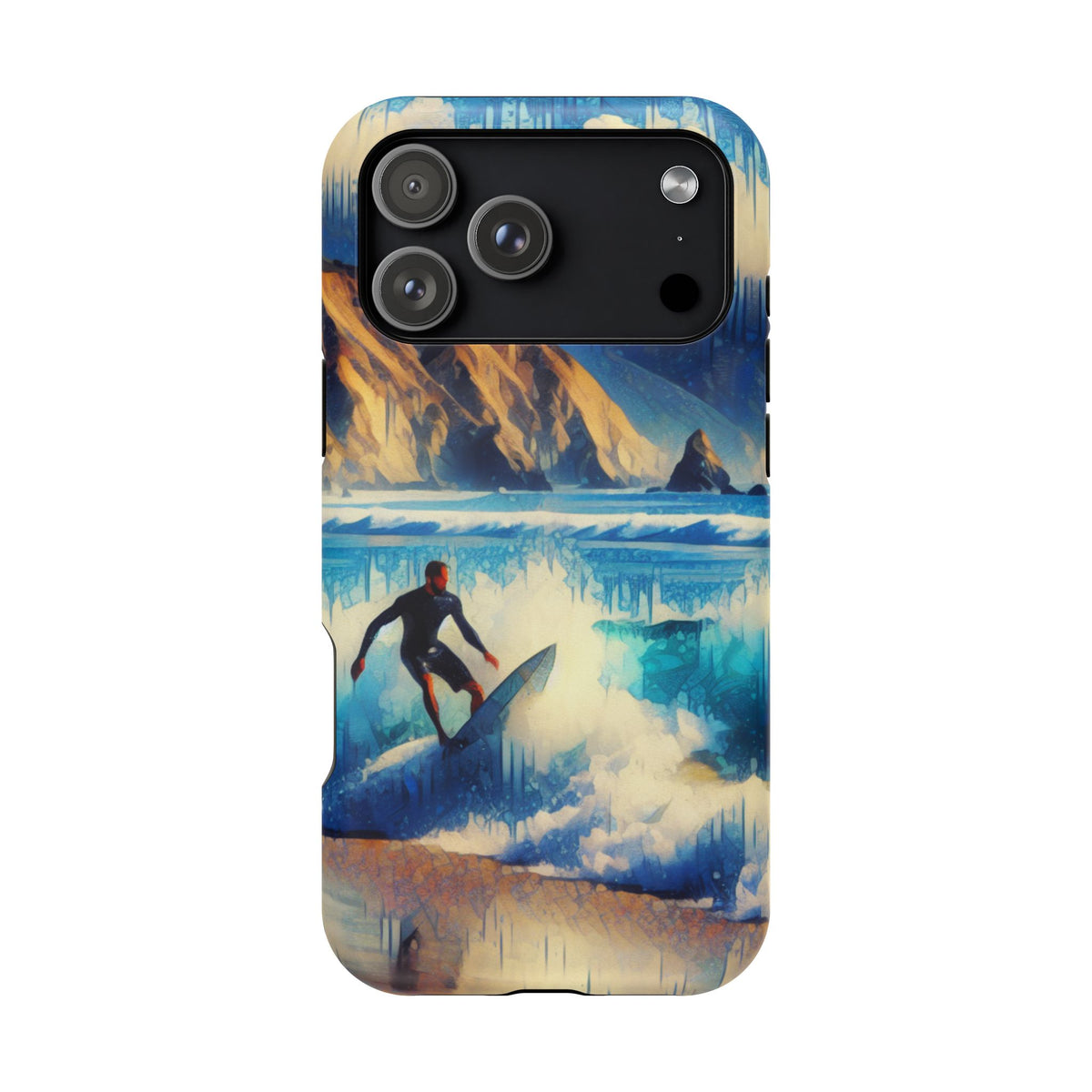 Surfer Wave Impact Phone Case – Vibrant Ocean Art Protective Cover