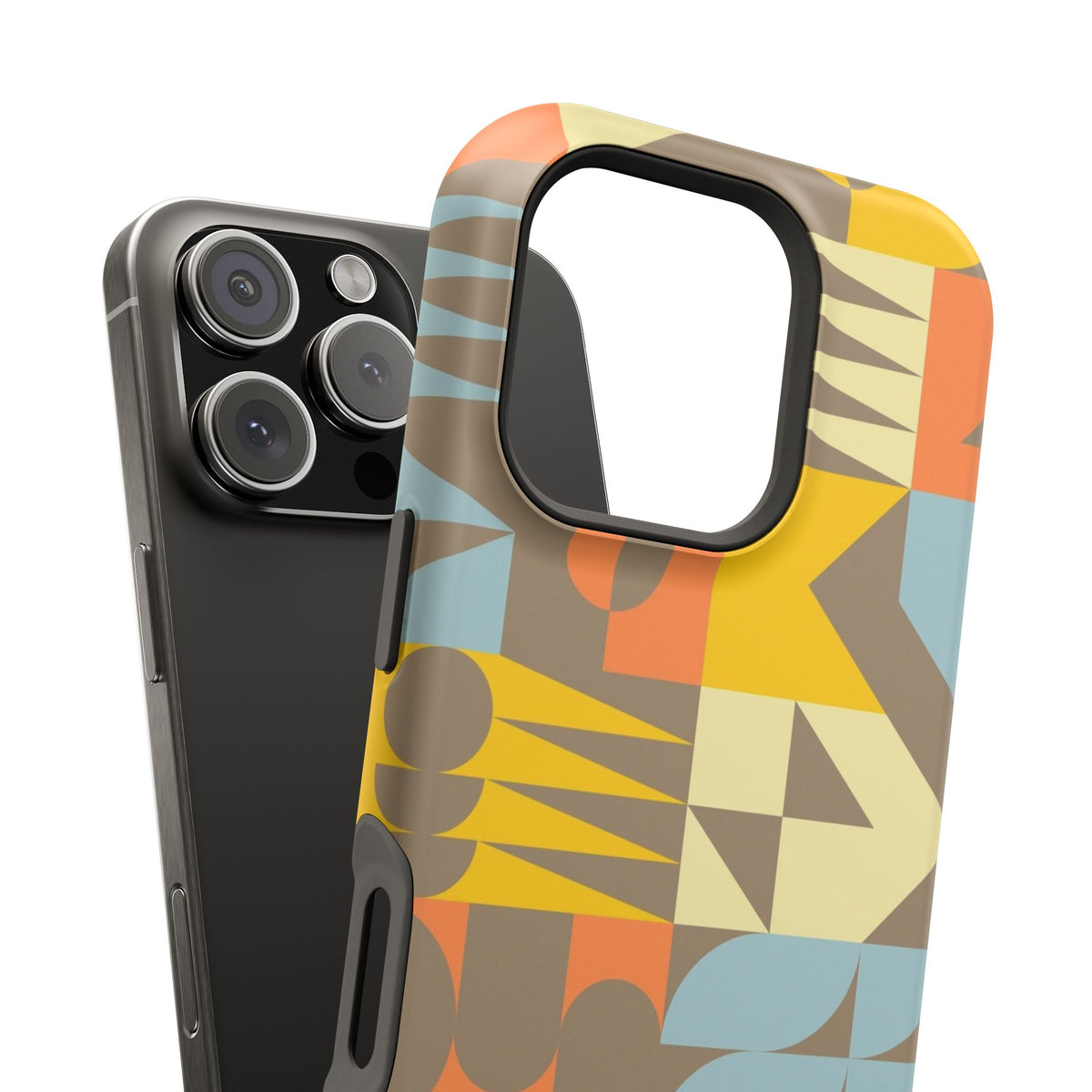 Retro Geometric Impact Phone Case — Mid-Century Modern Pattern for iPhone