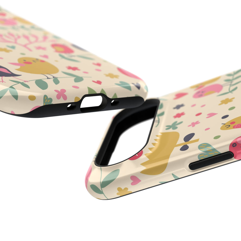 Cute Bird Floral Phone Case, Impact-Resistant