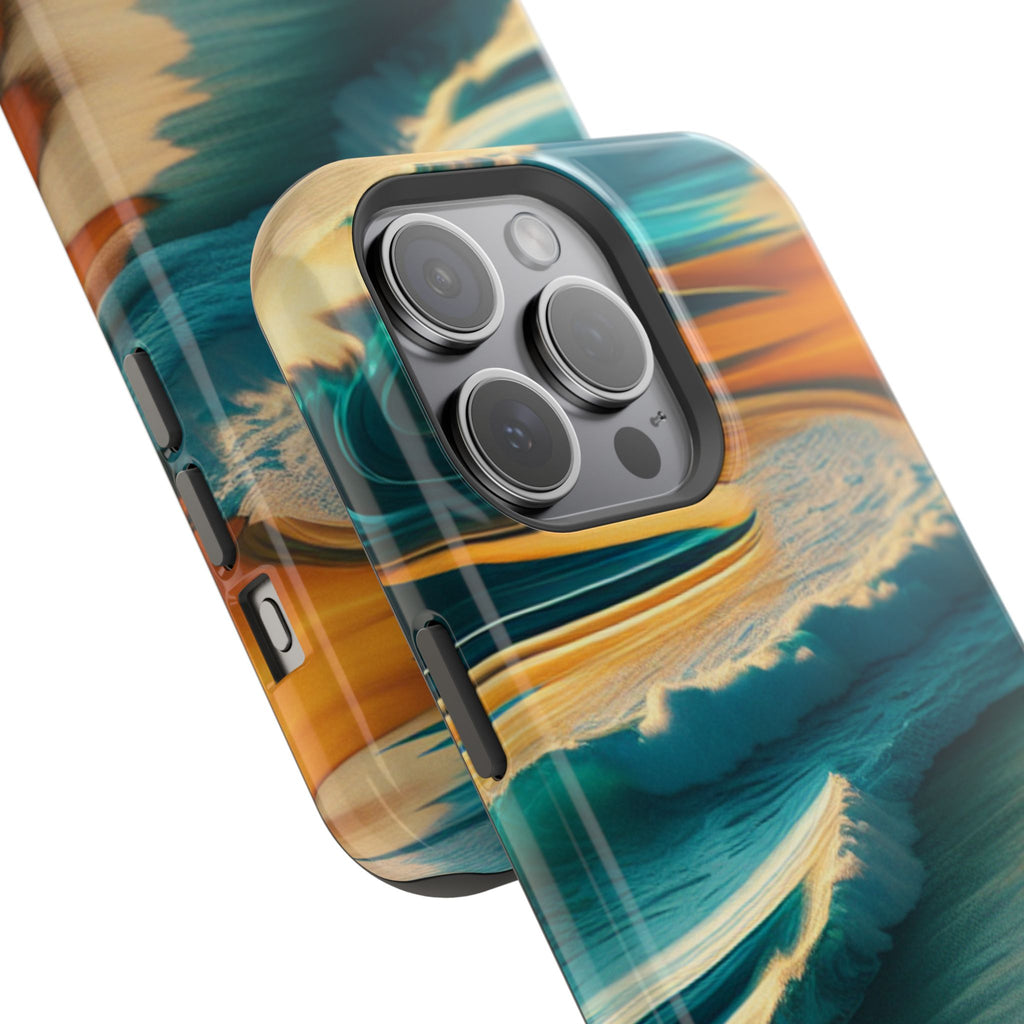 Surf Sunset Impact-Resistant Phone Case — Surfer Silhouette Beach Waves Design