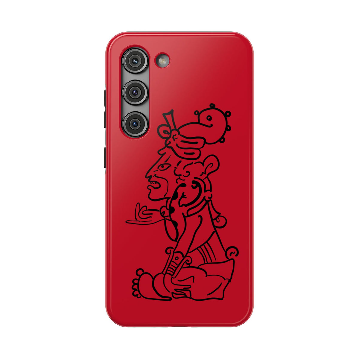 Phone Case — Red Impact-Resistant Case with Line Art Totem Design