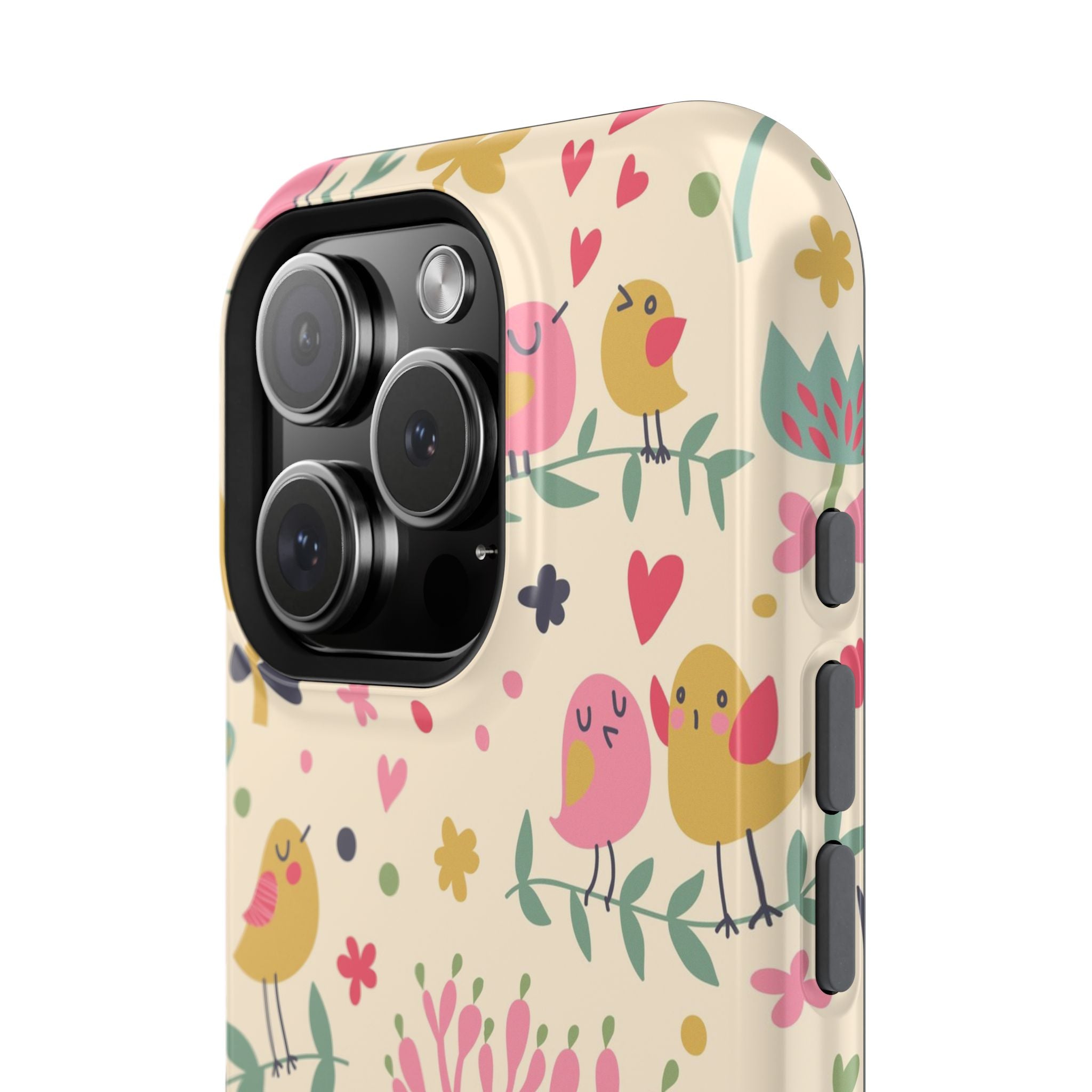 Cute Bird Floral Phone Case, Impact-Resistant