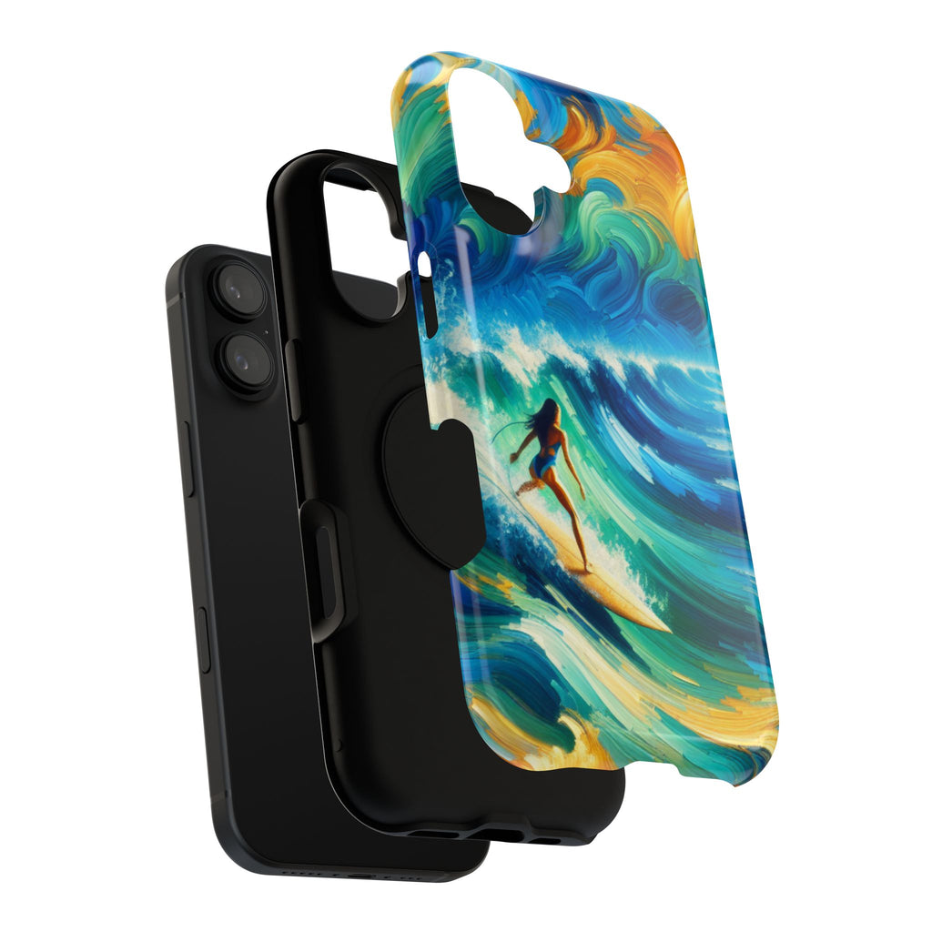 Surfer Wave Impact Phone Case – Vibrant Ocean Art Protective Cover