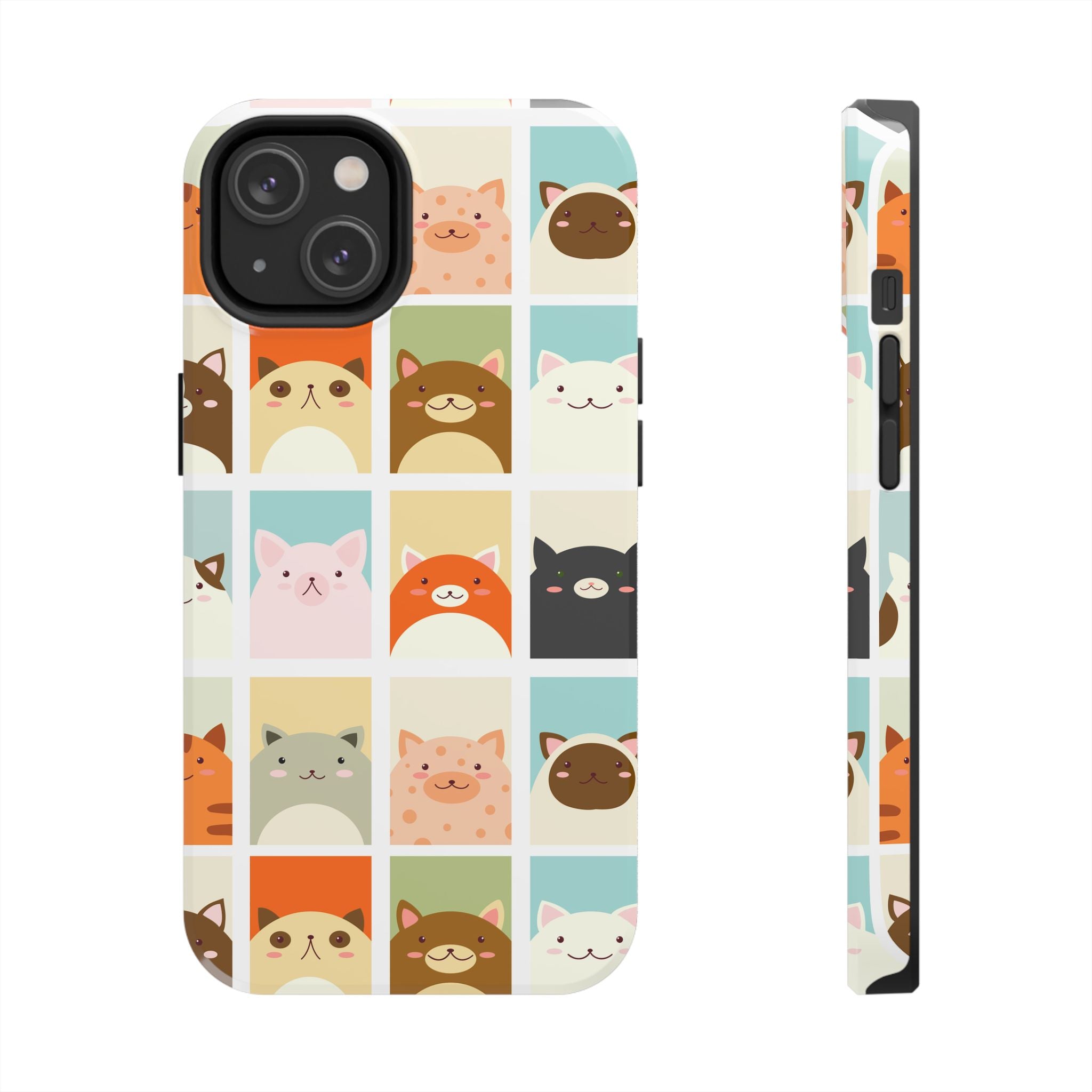 Cute Grid Cats Tough Phone Case