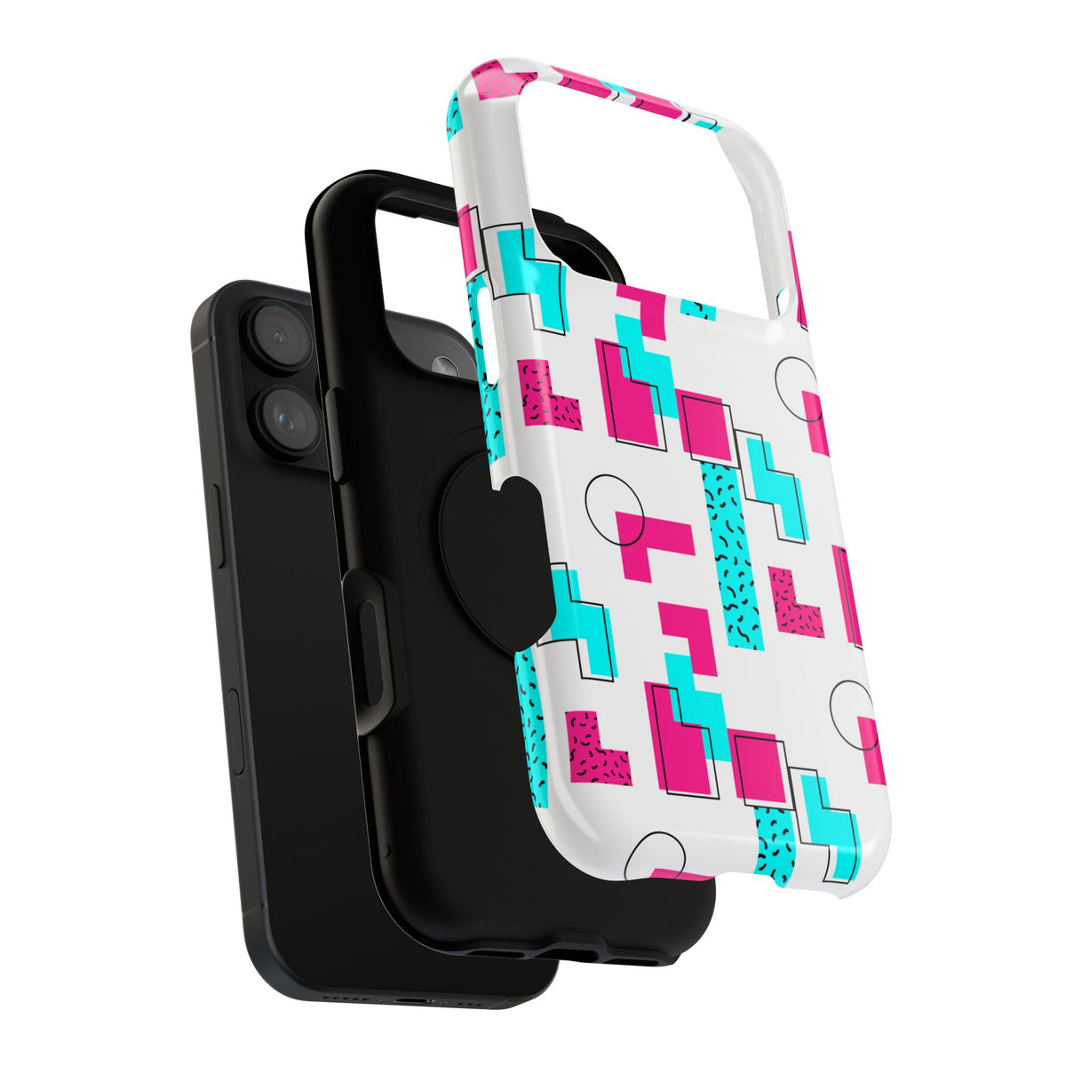 Retro Geometric Phone Case — 80s Memphis Pattern Impact-Resistant Case