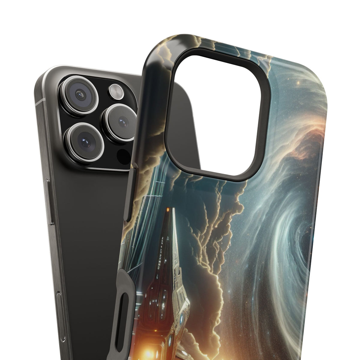 Spacecraft Vortex Phone Case — Impact-Resistant Sci‑Fi iPhone Cover