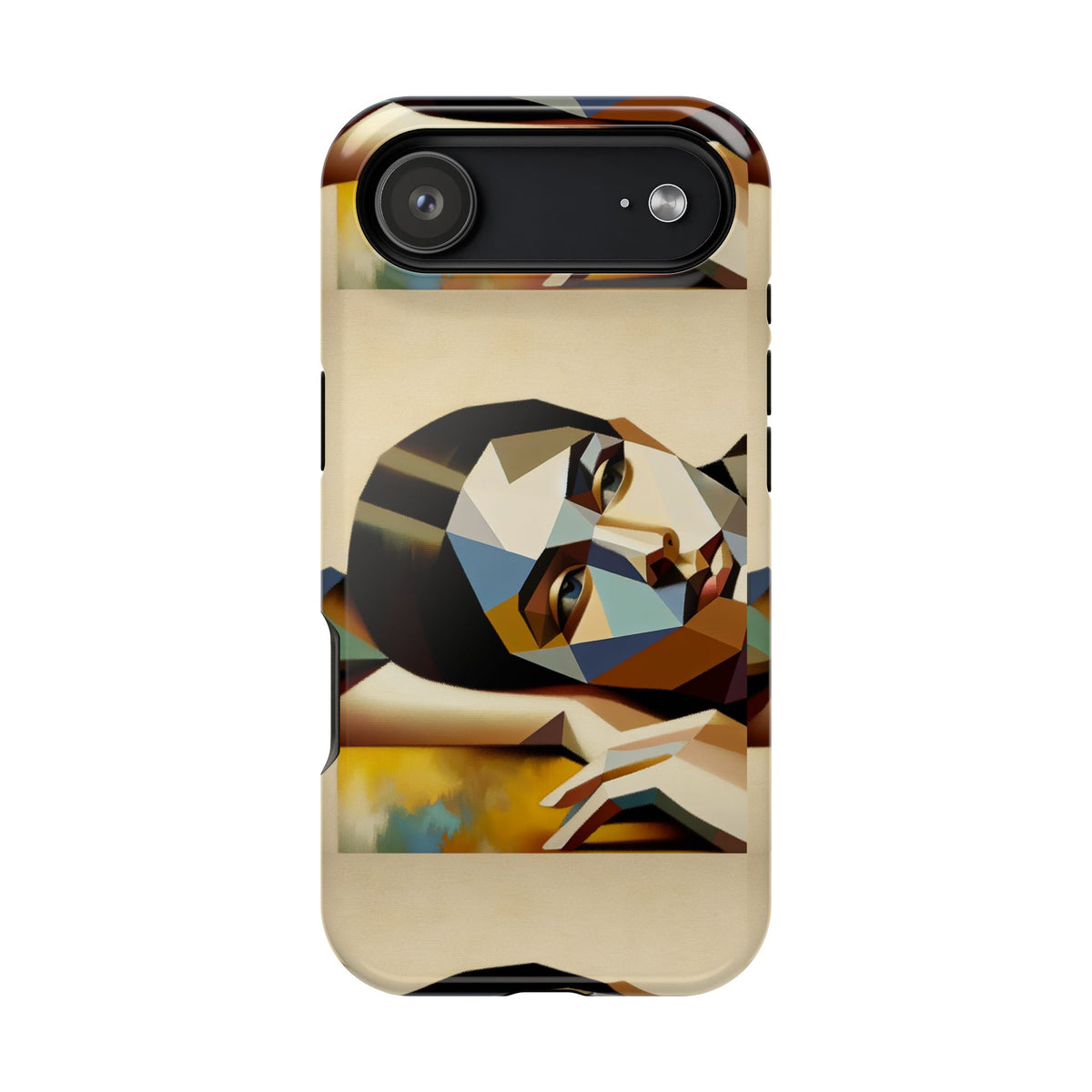 Geometric Portrait Impact-Resistant Phone Case — Abstract Face Art Protective Cover