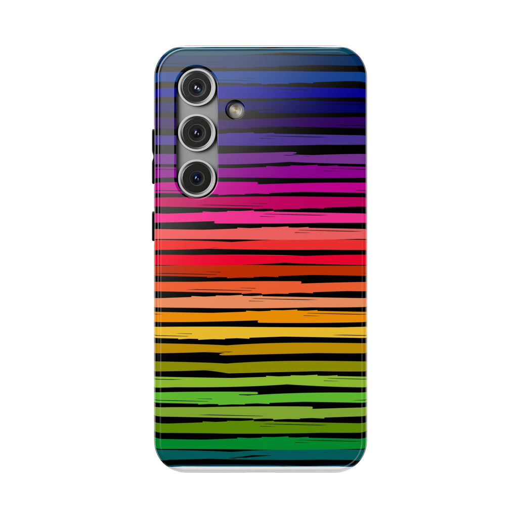 Impact-Resistant Phone Case — Rainbow Striped Fade