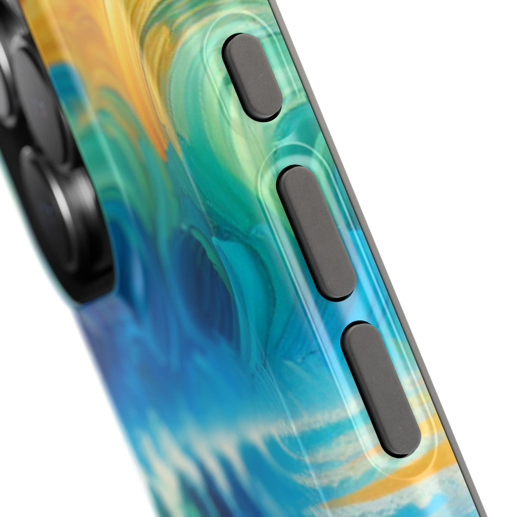 Surf-Inspired Impact Resistant Phone Case, Vibrant Ocean Wave Design