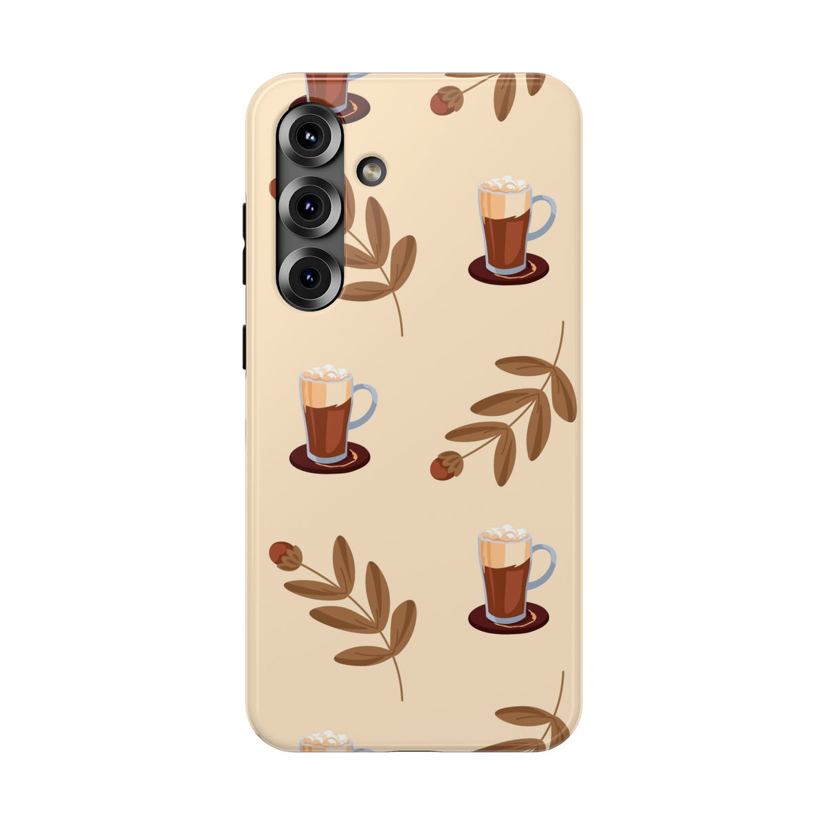 Latte & Leaves Impact-Resistant Phone Case for Samsung Galaxy Phones