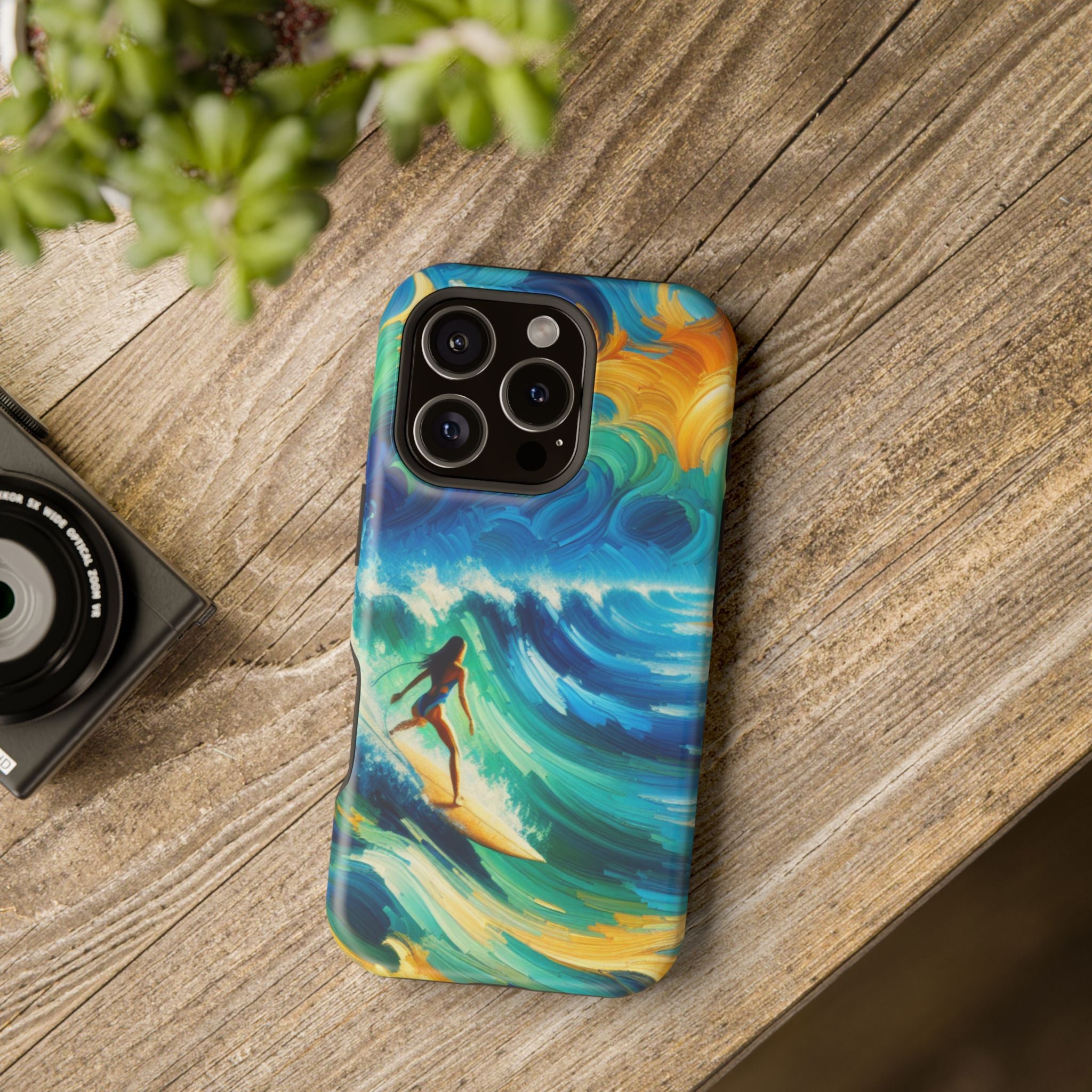 Surf-Inspired Impact Resistant Phone Case, Vibrant Ocean Wave Design