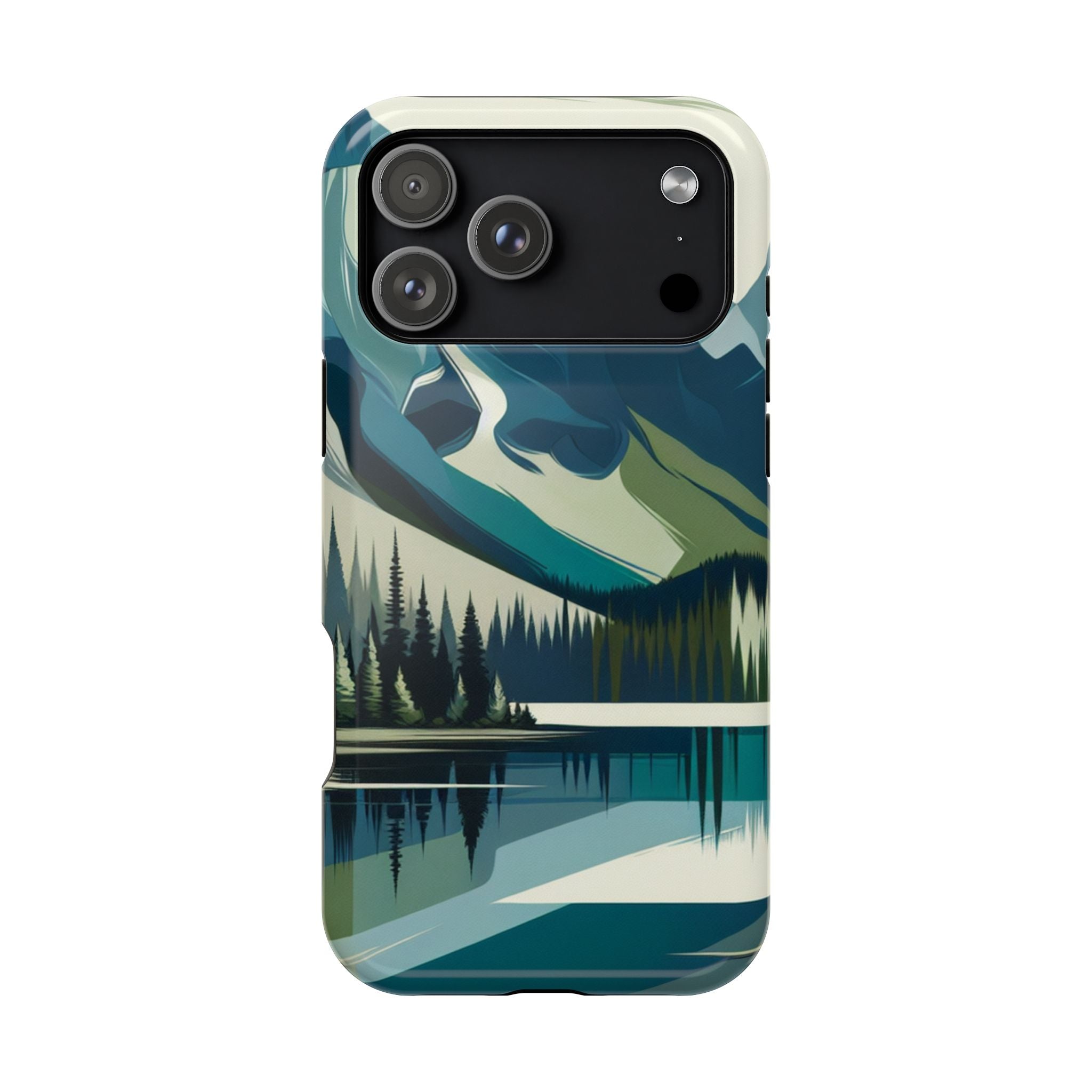 Impact Resistant Phone Case - Mountain Lake with Forest Design
