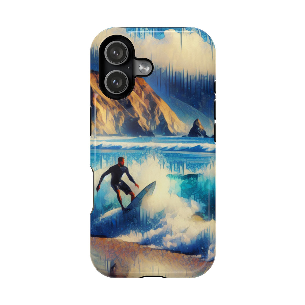 Surfer Wave Impact Phone Case – Vibrant Ocean Art Protective Cover