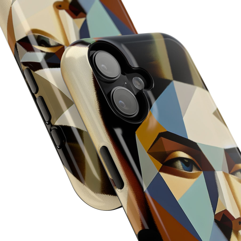 Geometric Portrait Impact-Resistant Phone Case — Abstract Cubist Face, Protective iPhone Cover