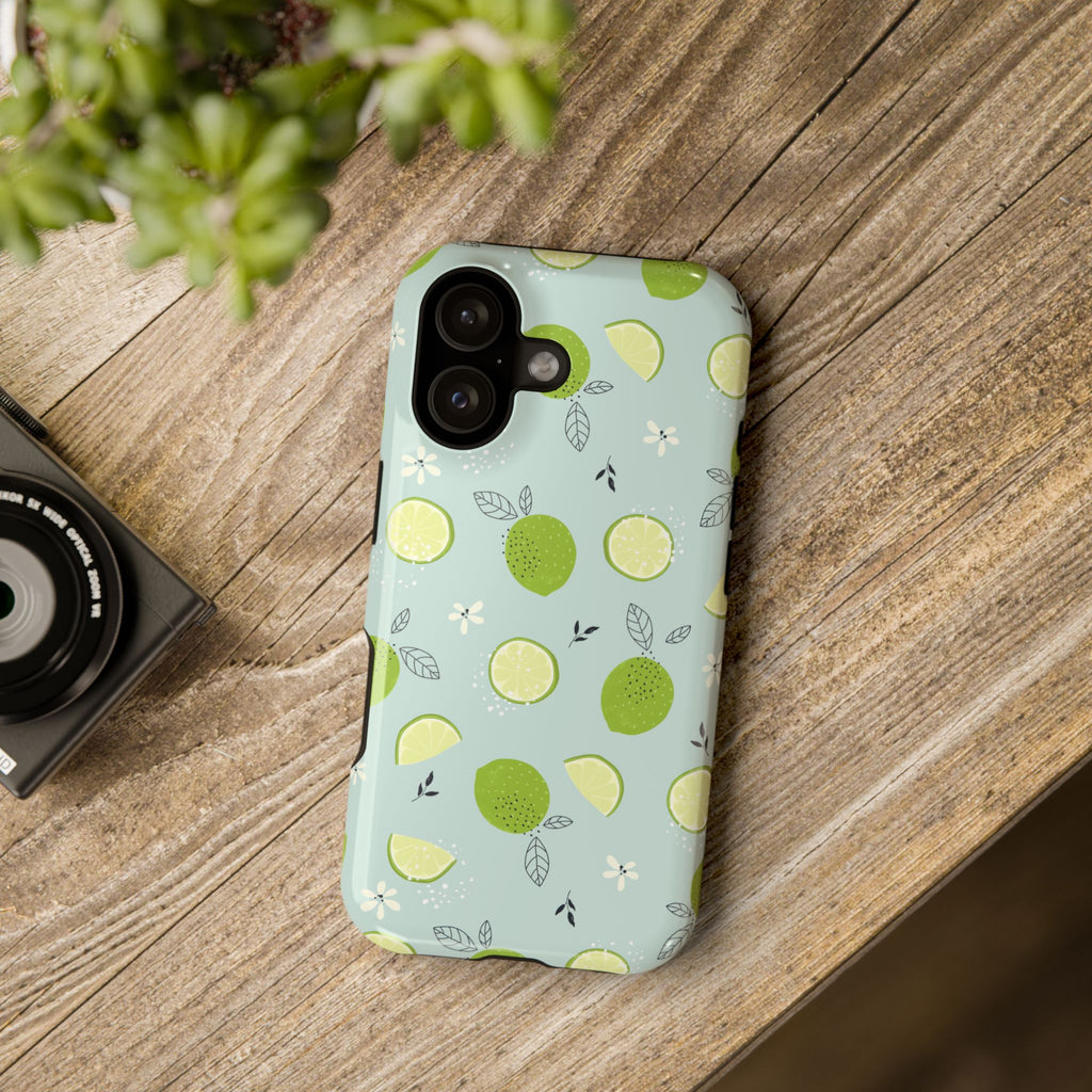 Lime Floral Phone Case, Impact-Resistant