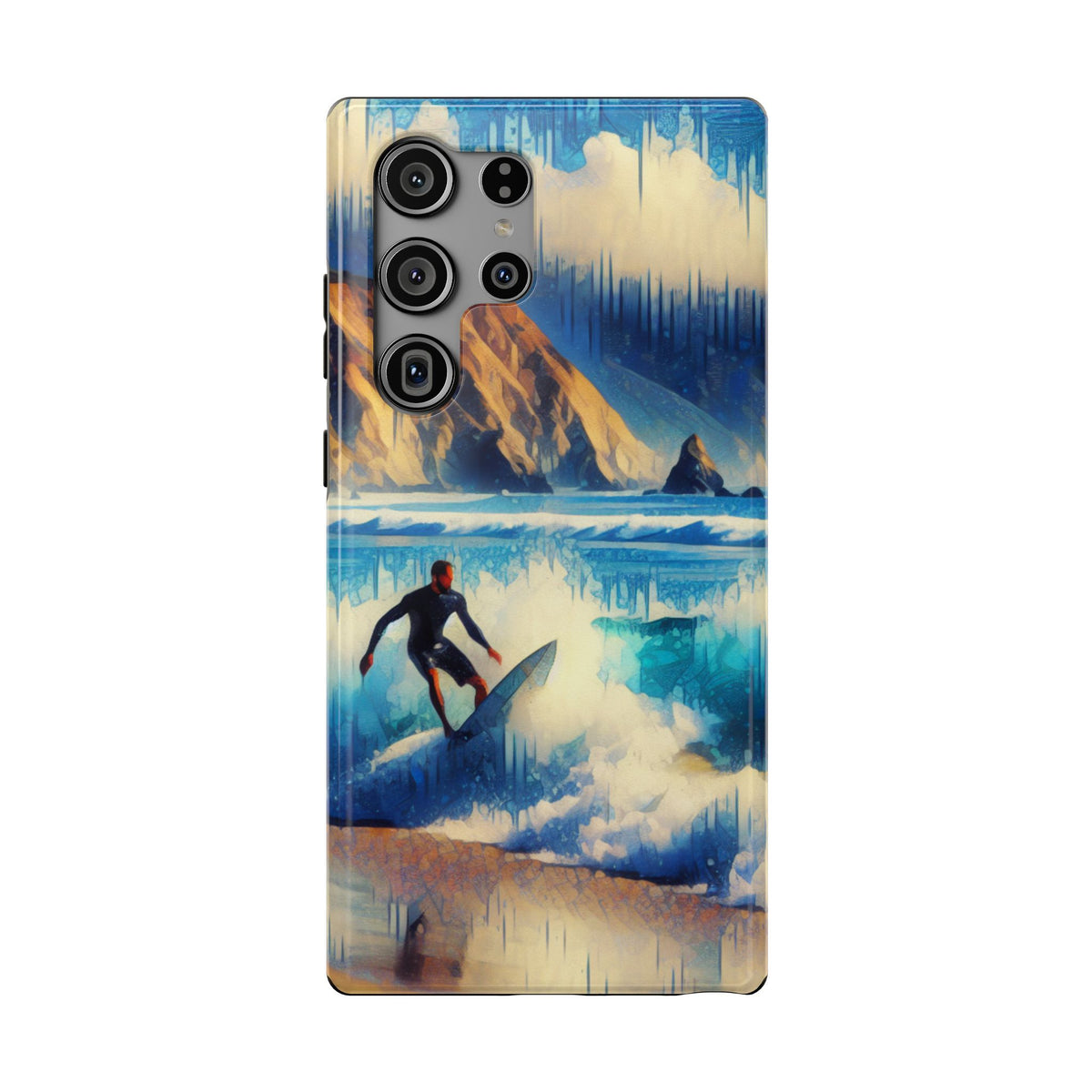Surfer Wave Impact Phone Case – Vibrant Ocean Art Protective Cover