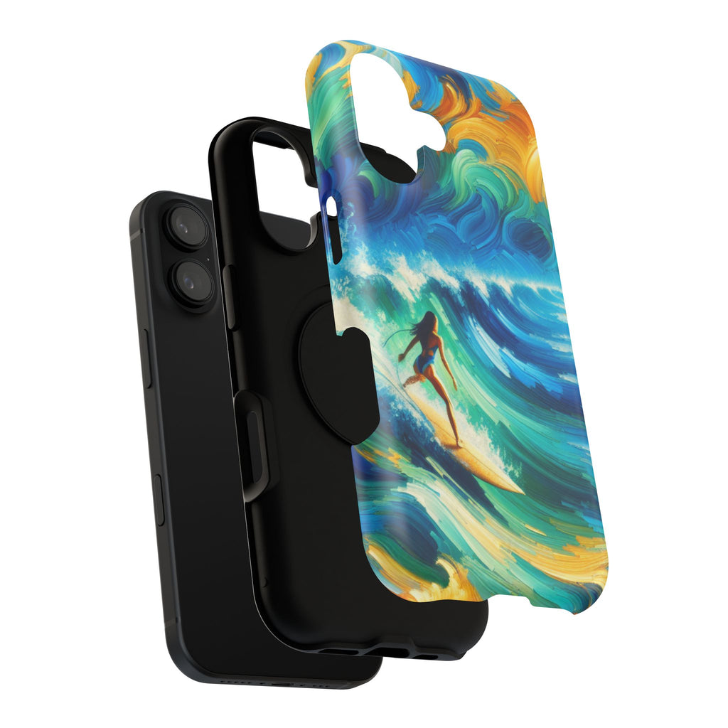 Surfer Wave Impact Phone Case – Vibrant Ocean Art Protective Cover
