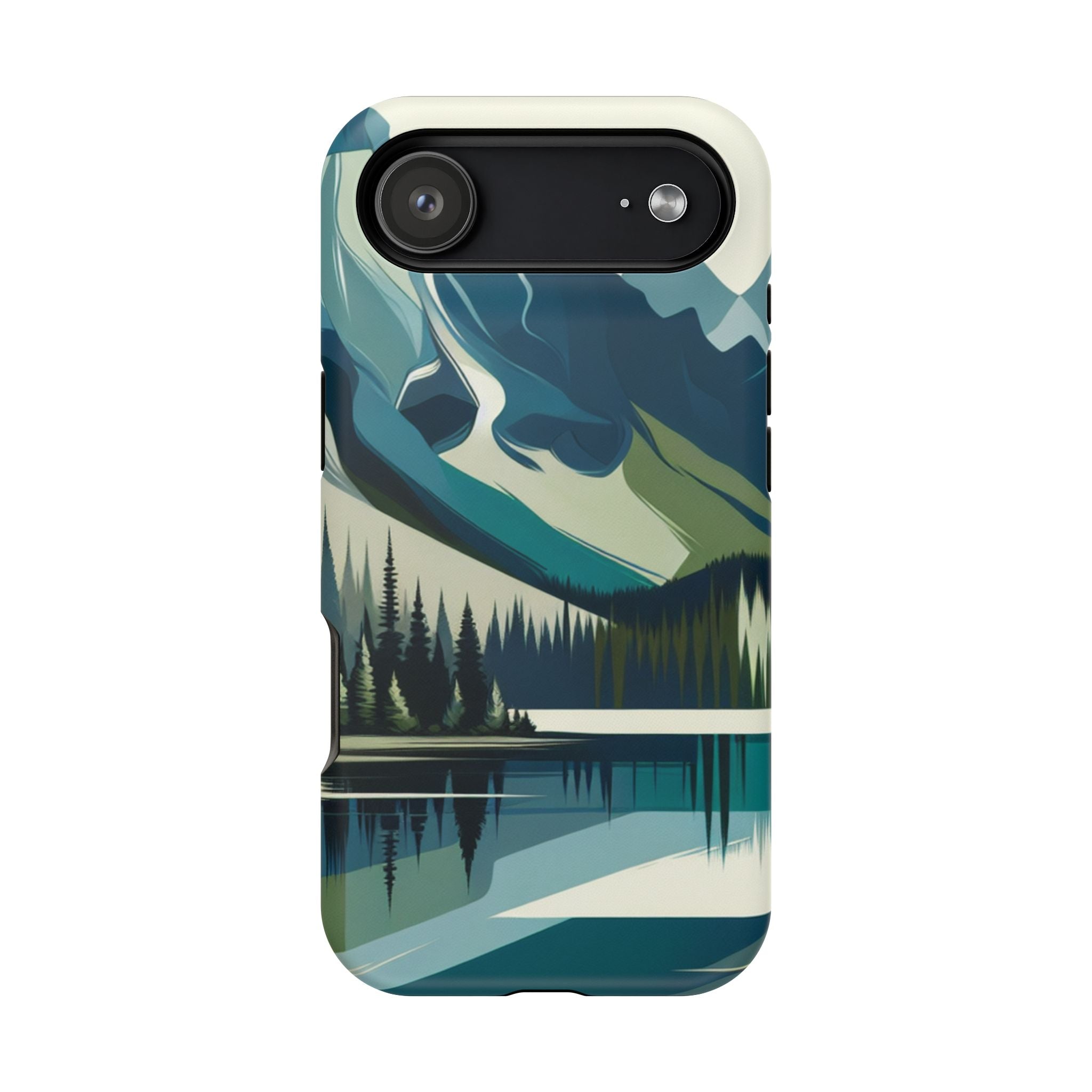 Impact Resistant Phone Case - Mountain Lake with Forest Design