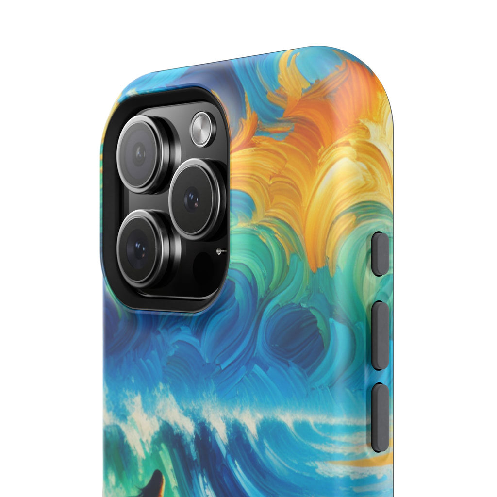 Surf-Inspired Impact Resistant Phone Case, Vibrant Ocean Wave Design