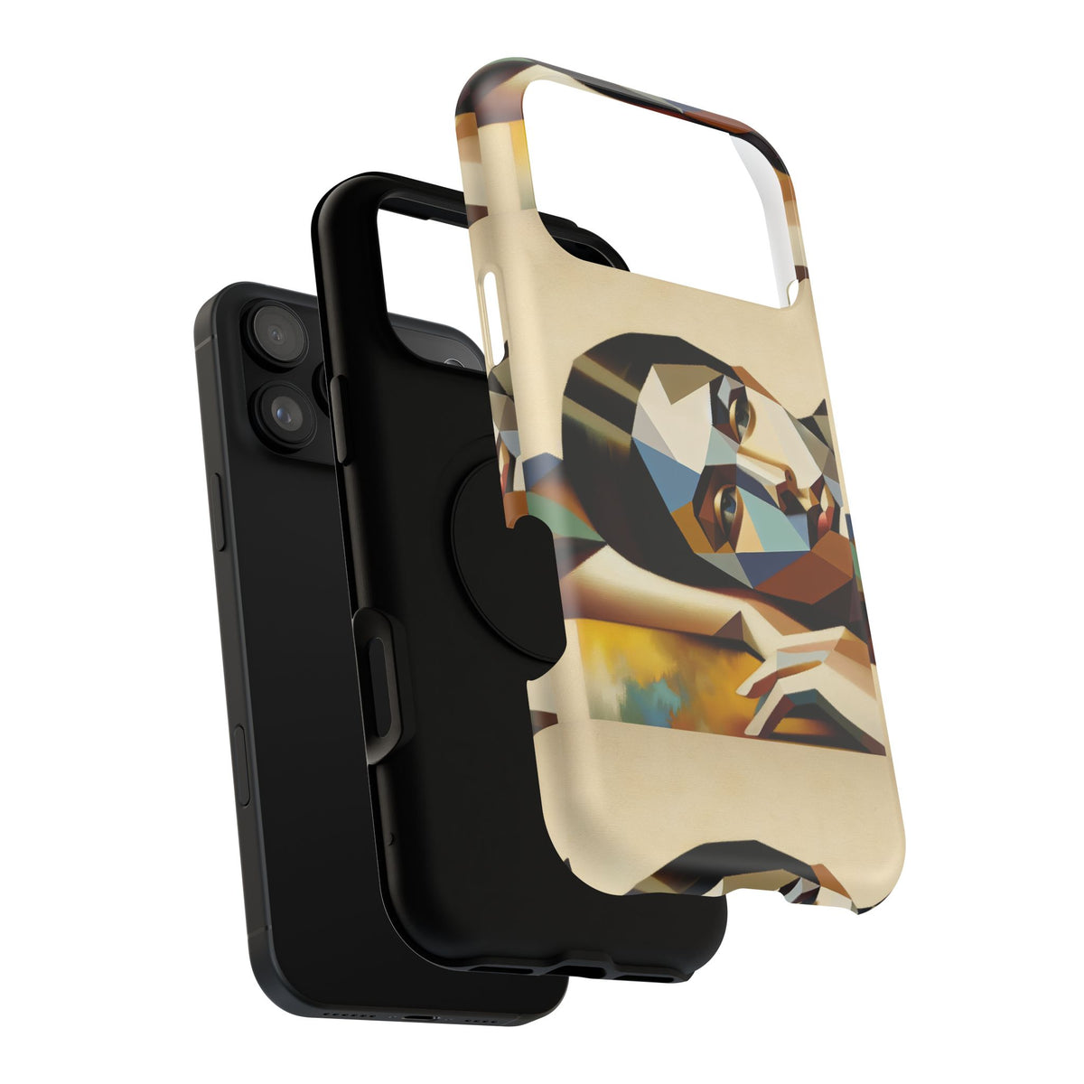 Geometric Portrait Impact-Resistant Phone Case — Abstract Face Art Protective Cover