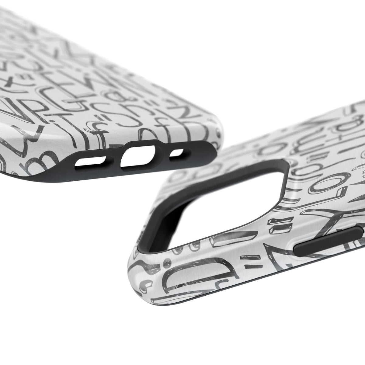 Monochrome Letter Pattern Impact-Resistant Case for iPhone