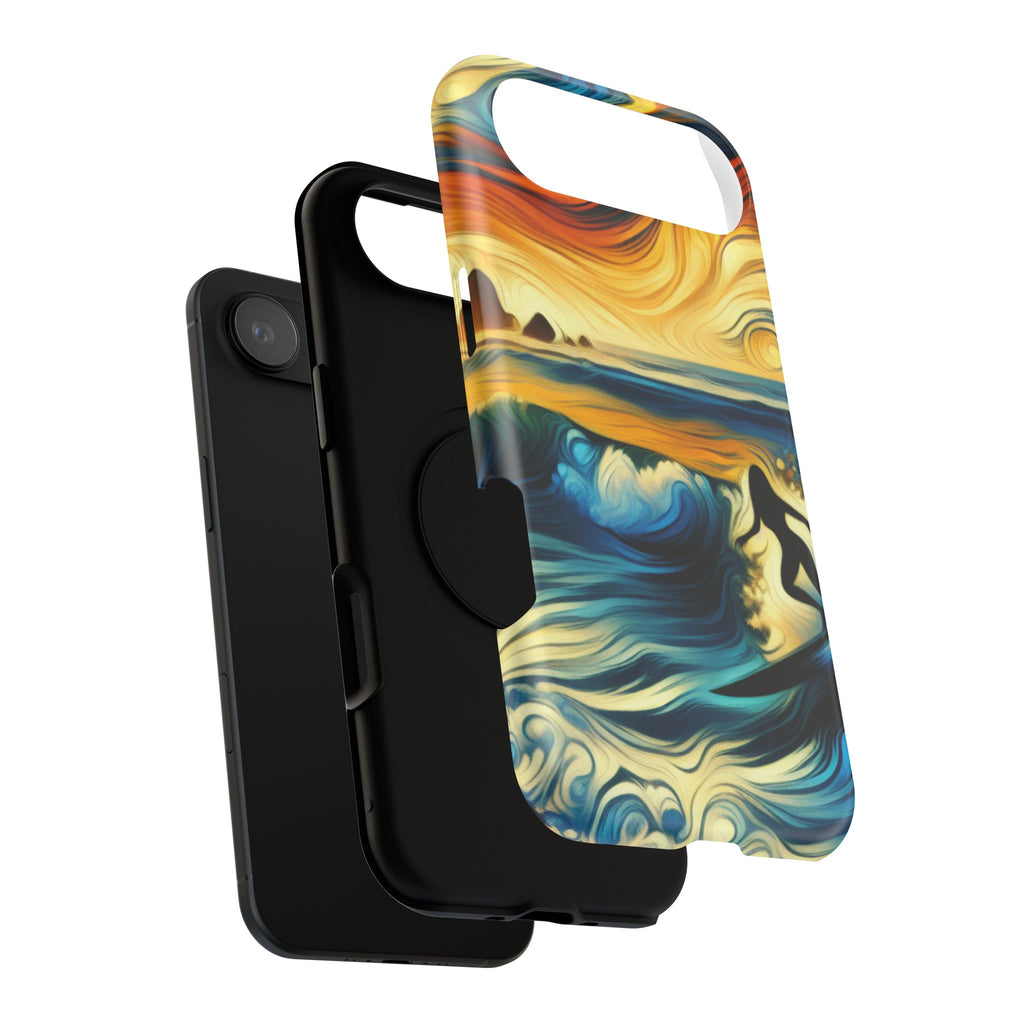 Impact Resistant Phone Case - Surfing Ocean Waves Design, Coastal Decor Gift