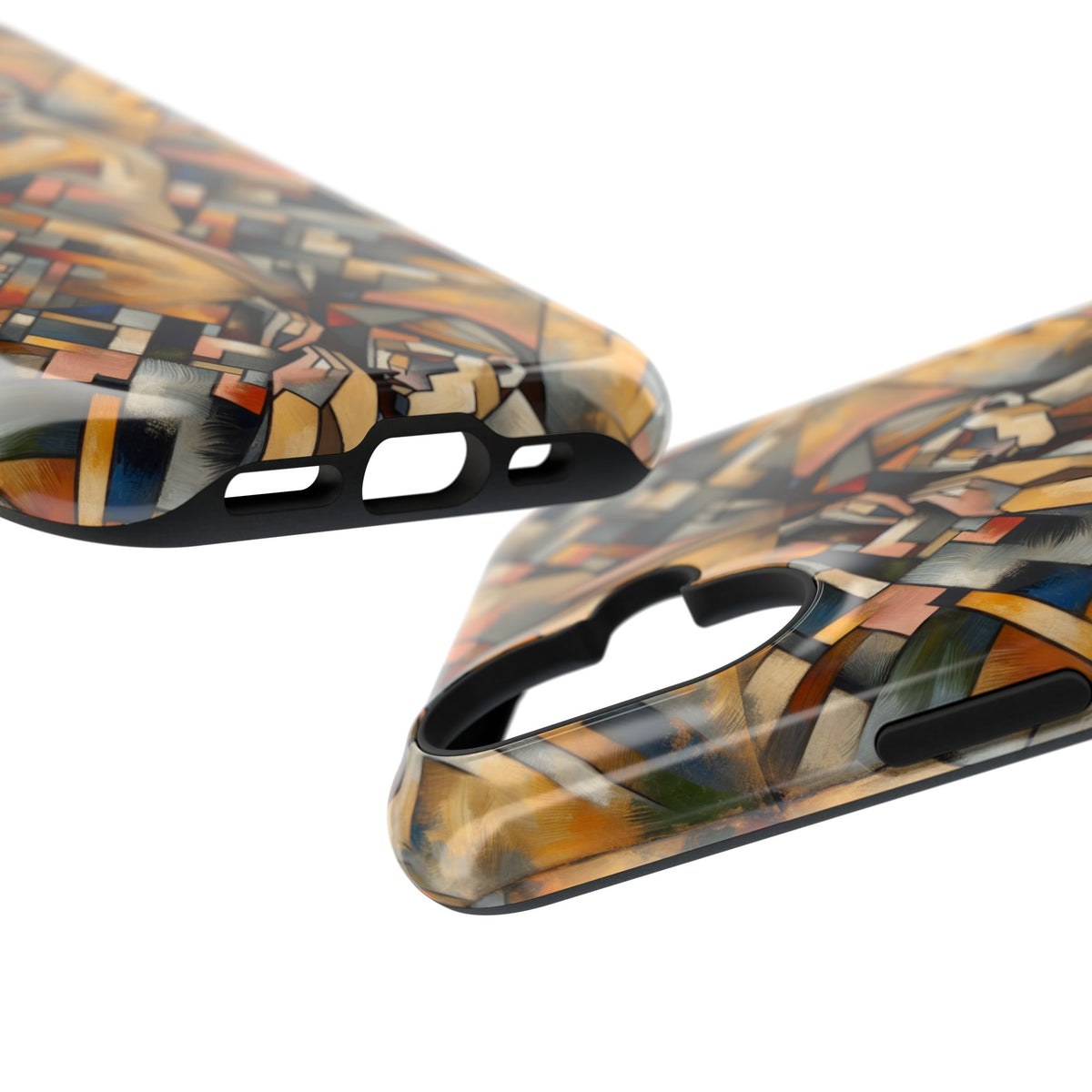 Art Deco Mosaic Phone Case — Geometric Nude Figure Impact-Resistant Case
