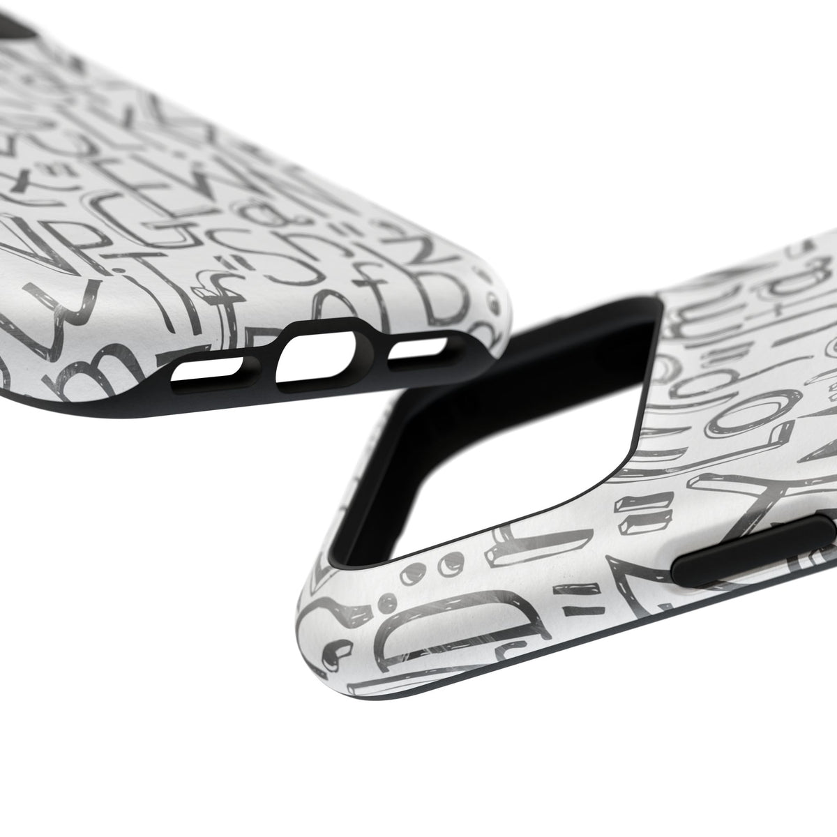 Monochrome Letter Pattern Impact-Resistant Case for iPhone